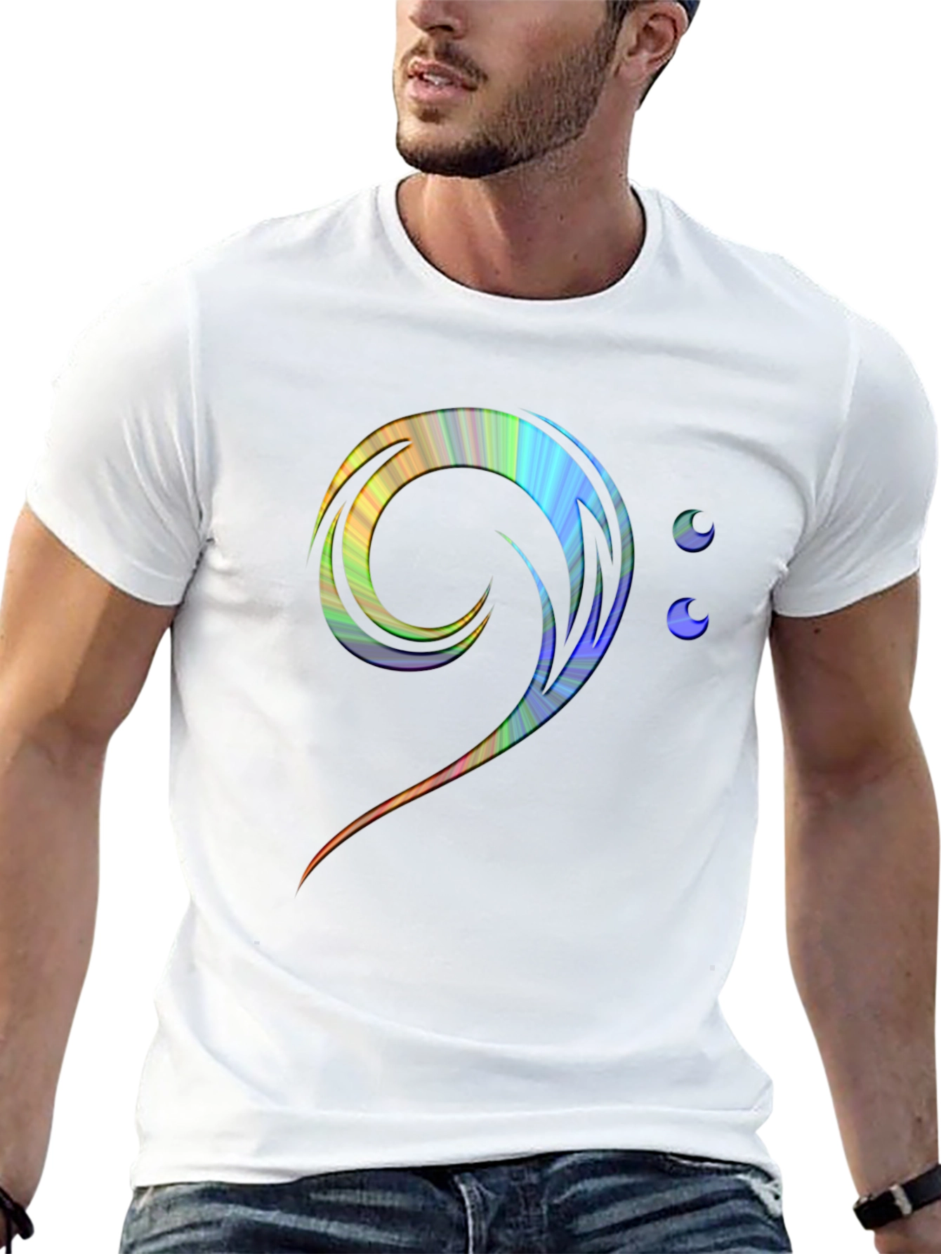 Bass Clef Rainbow T-Shirt - Music Lover Tee