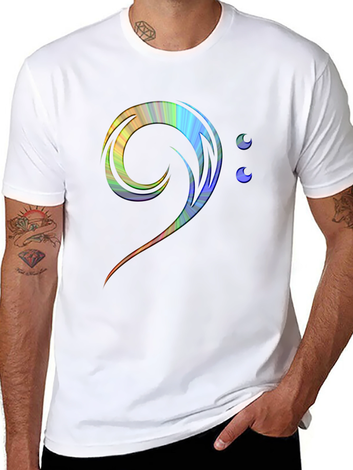 Bass Clef Rainbow T-Shirt - Music Lover Tee