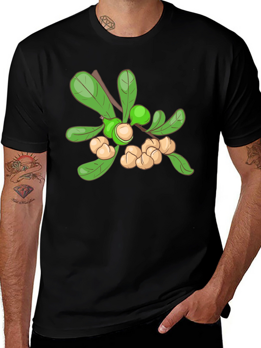 Macadamia Nut Branch Graphic Tee - Black Cotton Blend