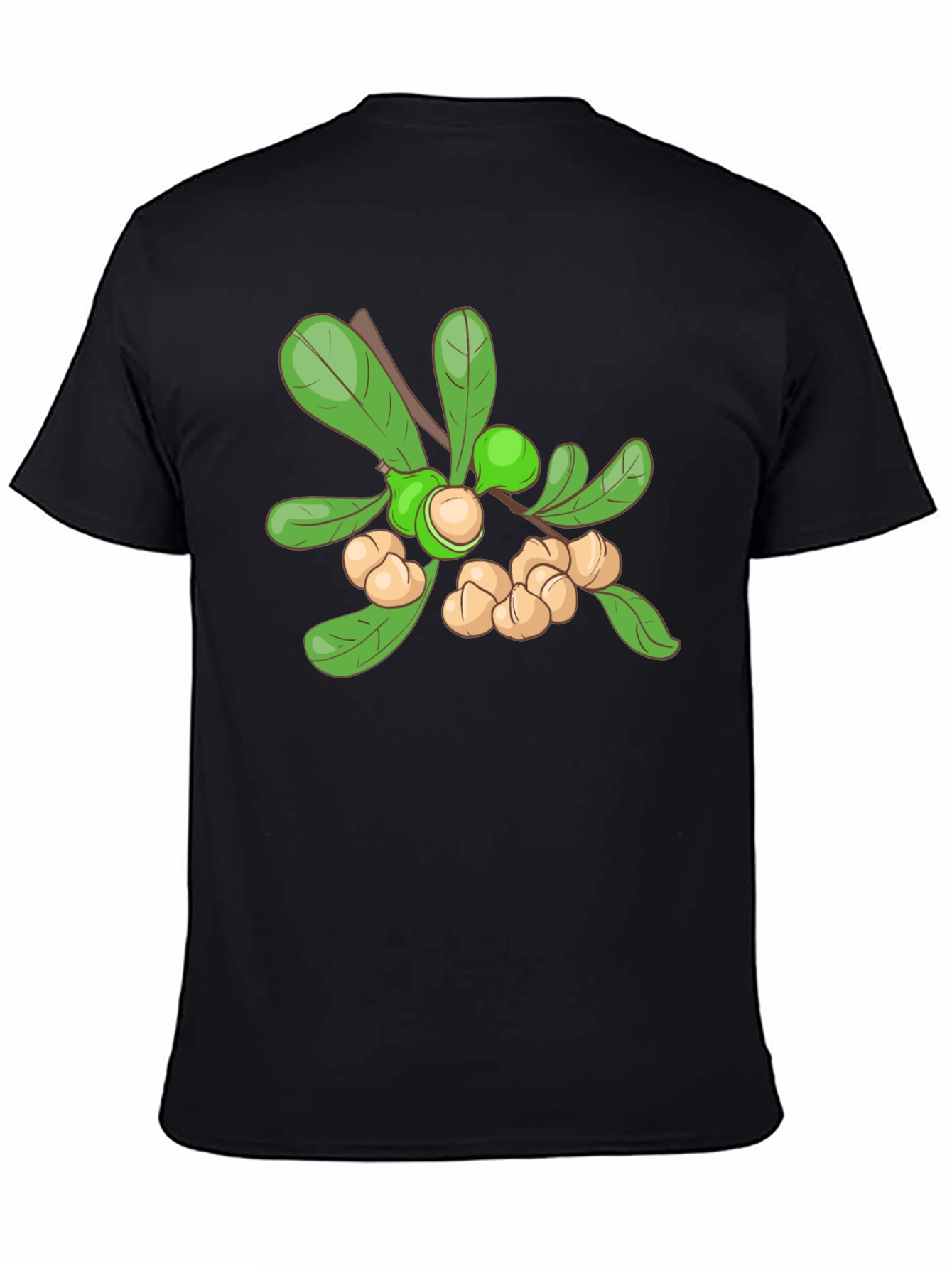 Macadamia Nut Branch Graphic Tee - Black Cotton Blend