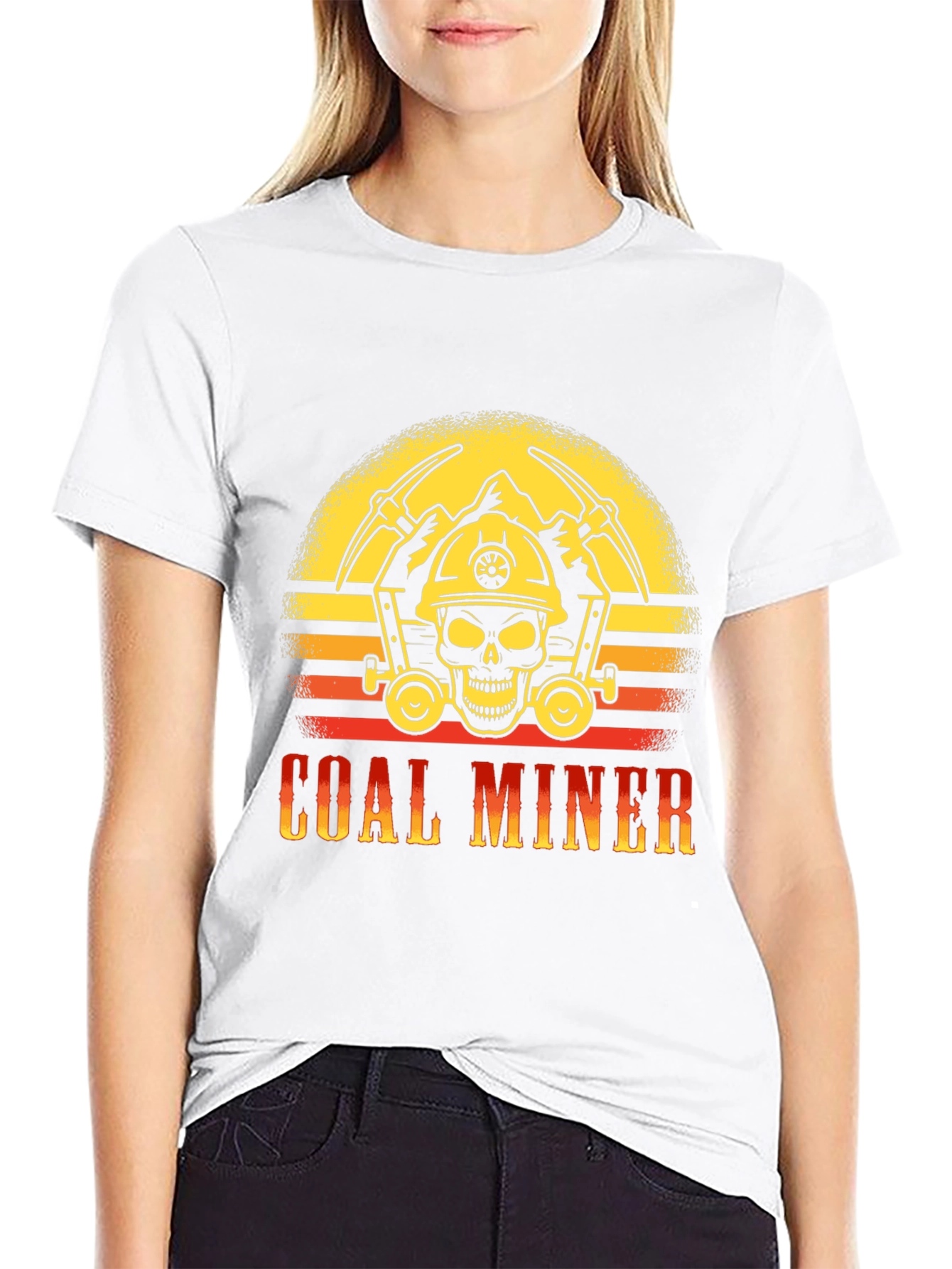 Coal Miner T-Shirt - Skull and Pickaxe Design