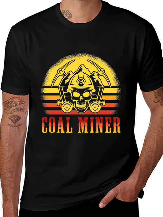 Coal Miner T-Shirt - Skull and Pickaxe Design