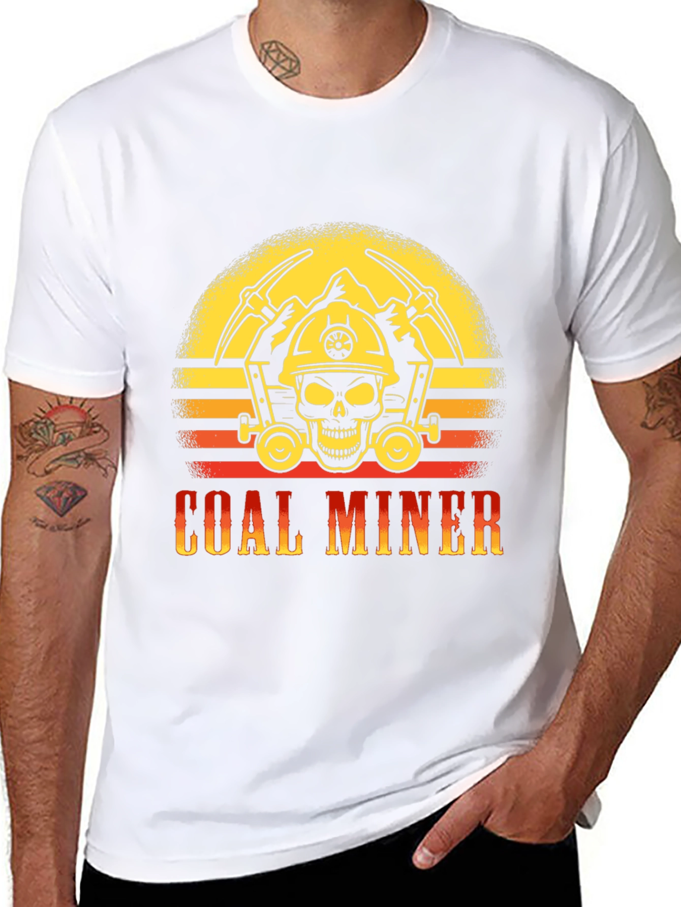 Coal Miner T-Shirt - Skull and Pickaxe Design