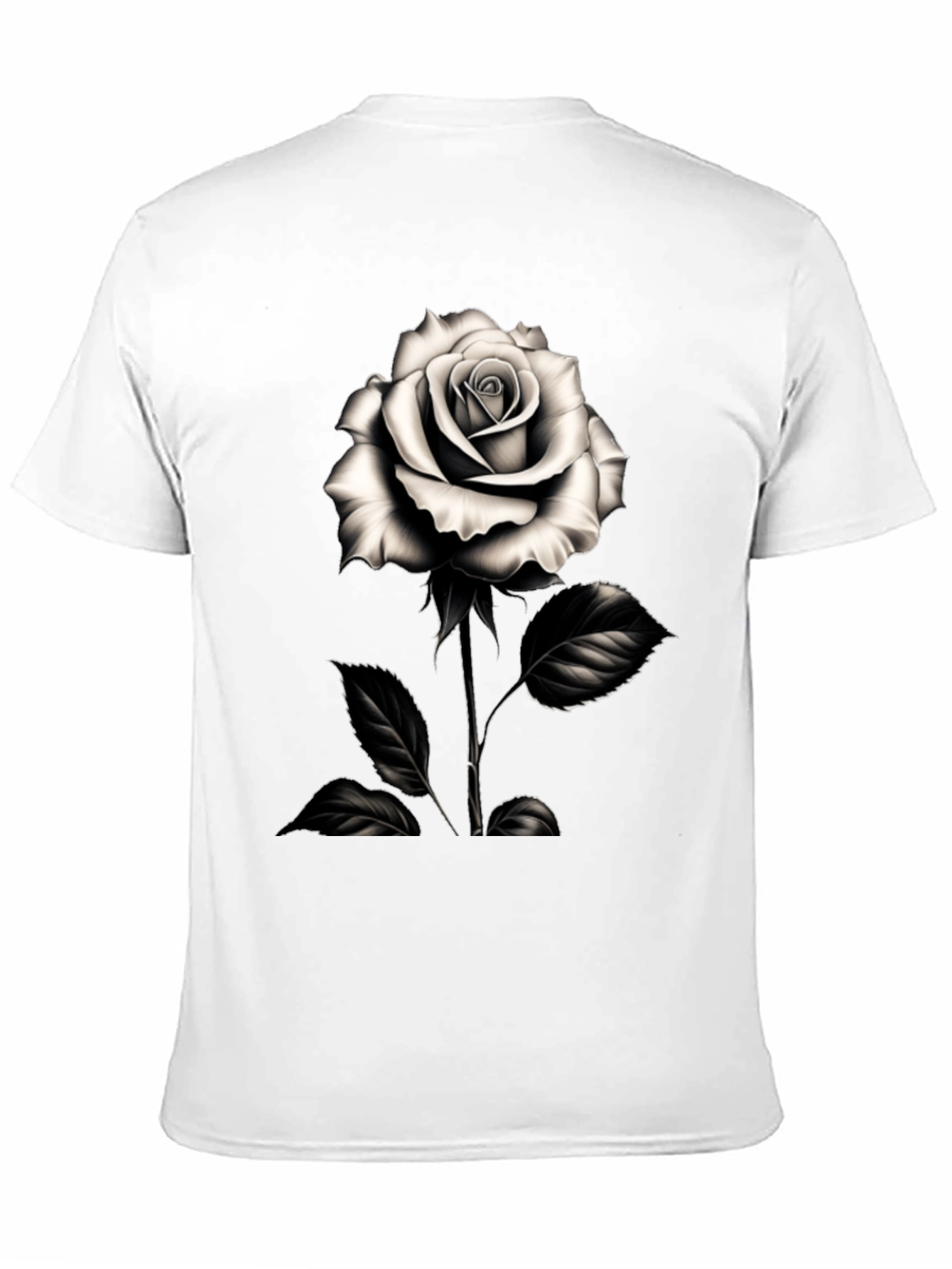 Elegant Rose Graphic Tee - Black Cotton