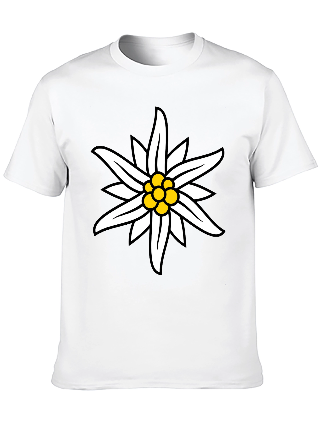 Edelweiss Flower Graphic Black T-Shirt
