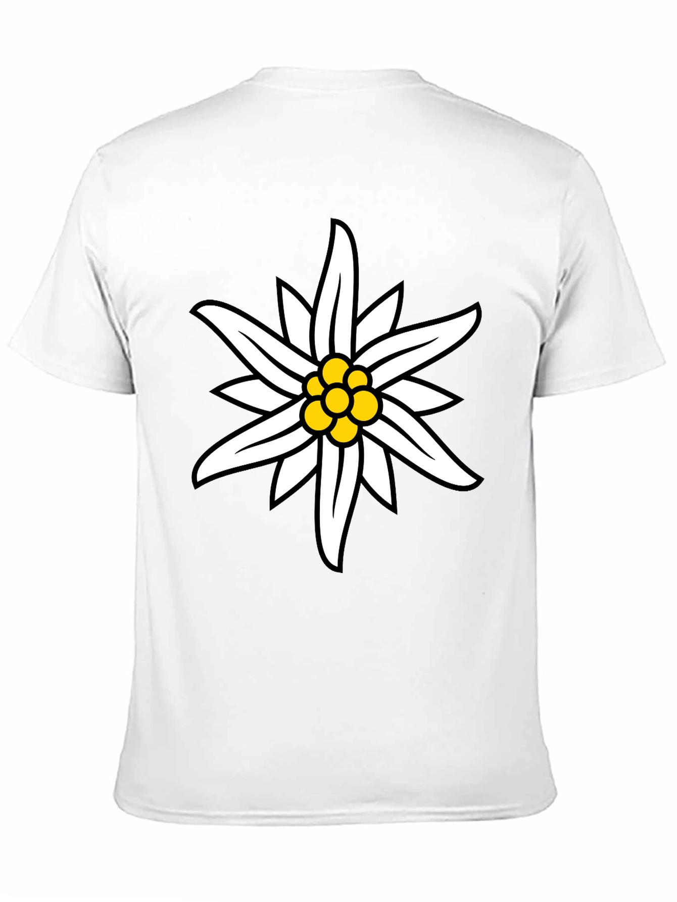 Edelweiss Flower Graphic Black T-Shirt