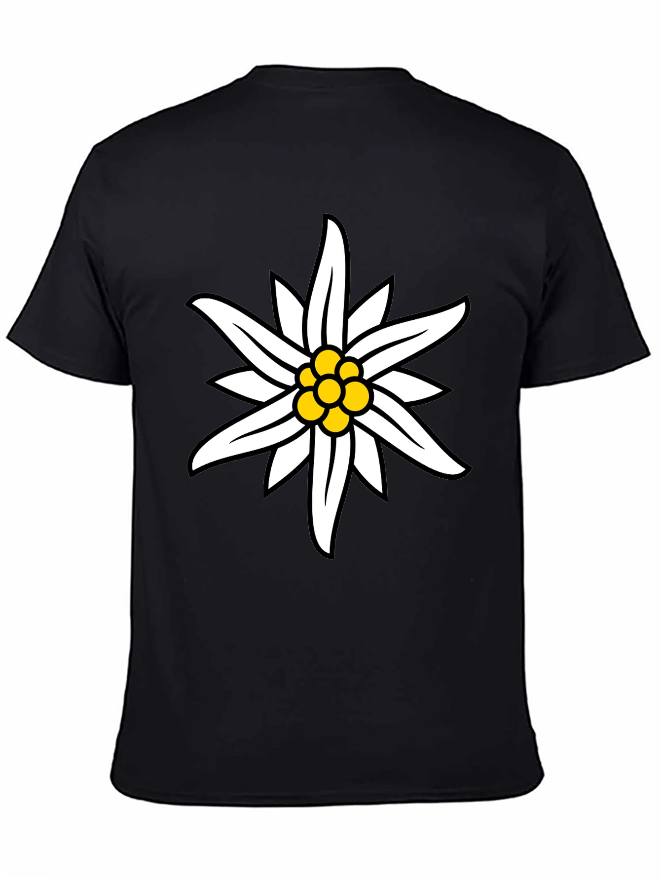 Edelweiss Flower Graphic Black T-Shirt
