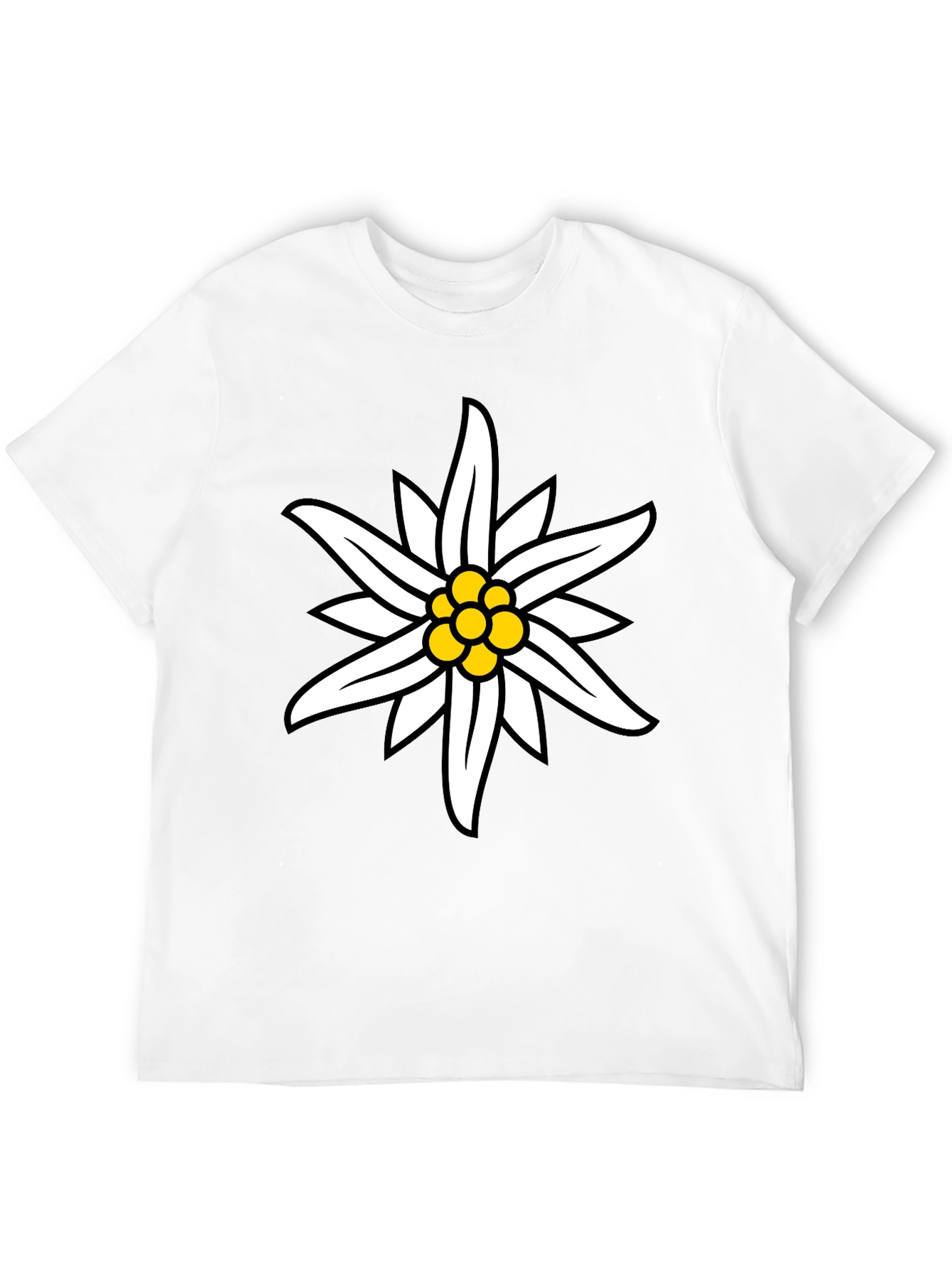 Edelweiss Flower Graphic Black T-Shirt
