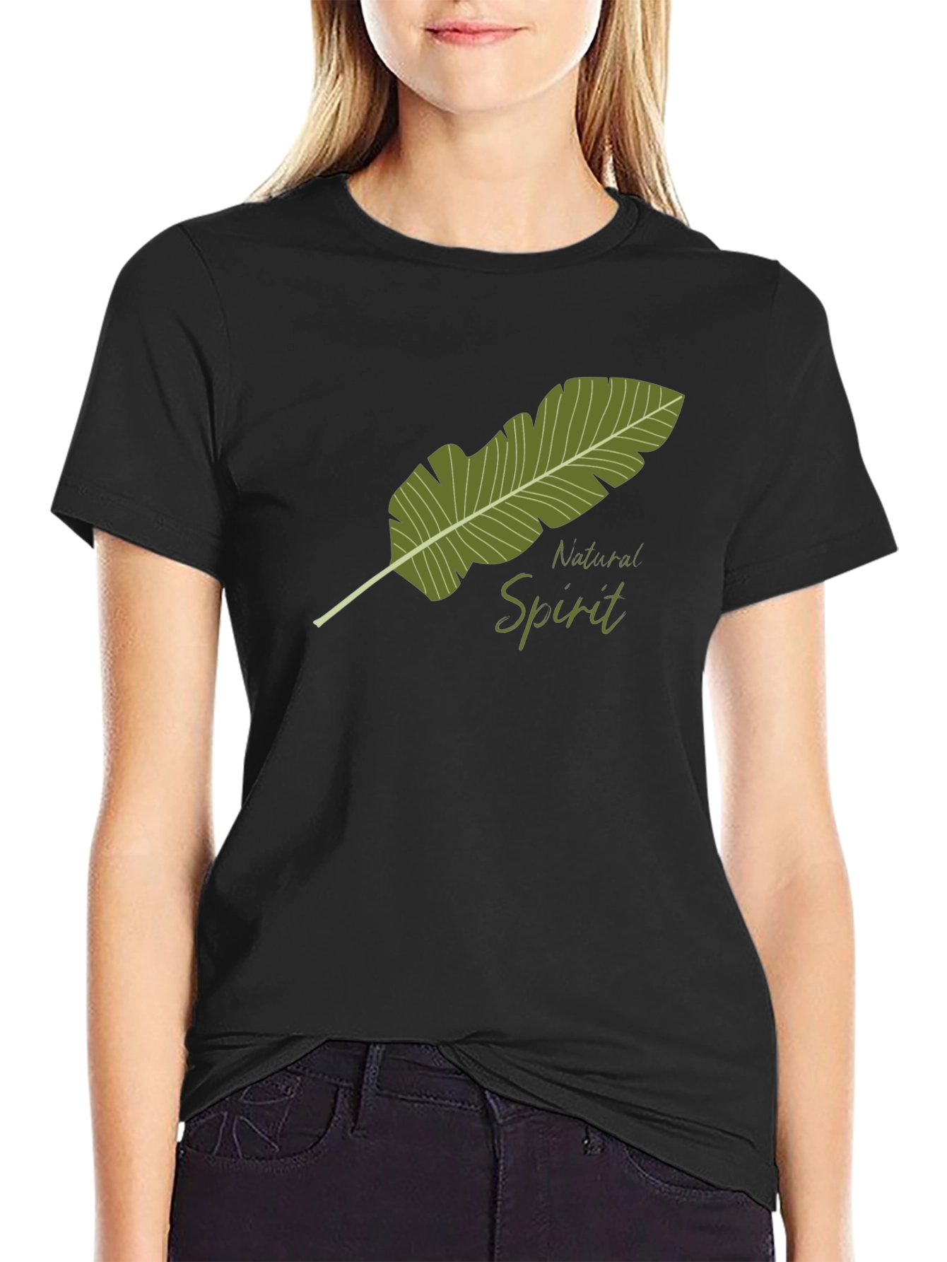 Natural Spirit Graphic Tee - Soft Black Cotton
