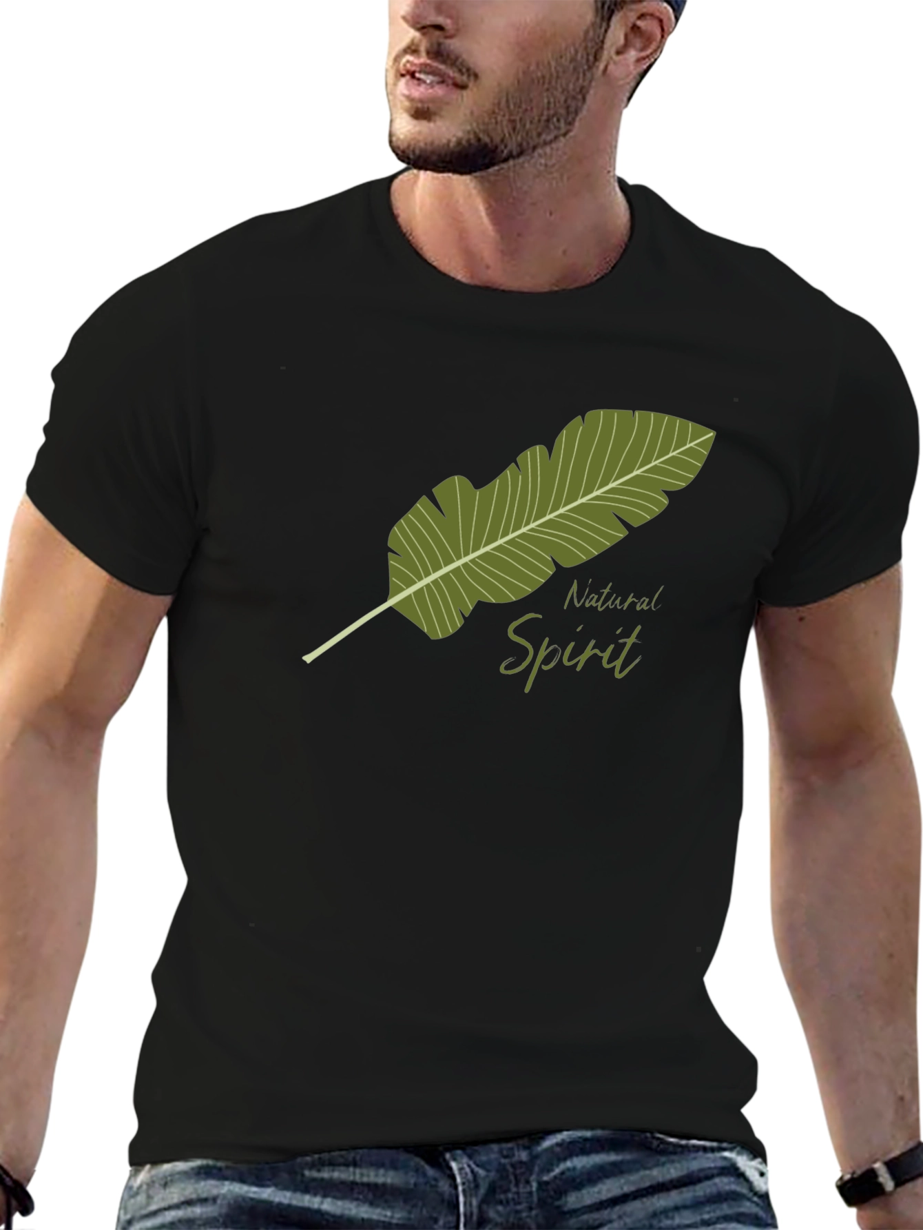 Natural Spirit Graphic Tee - Soft Black Cotton