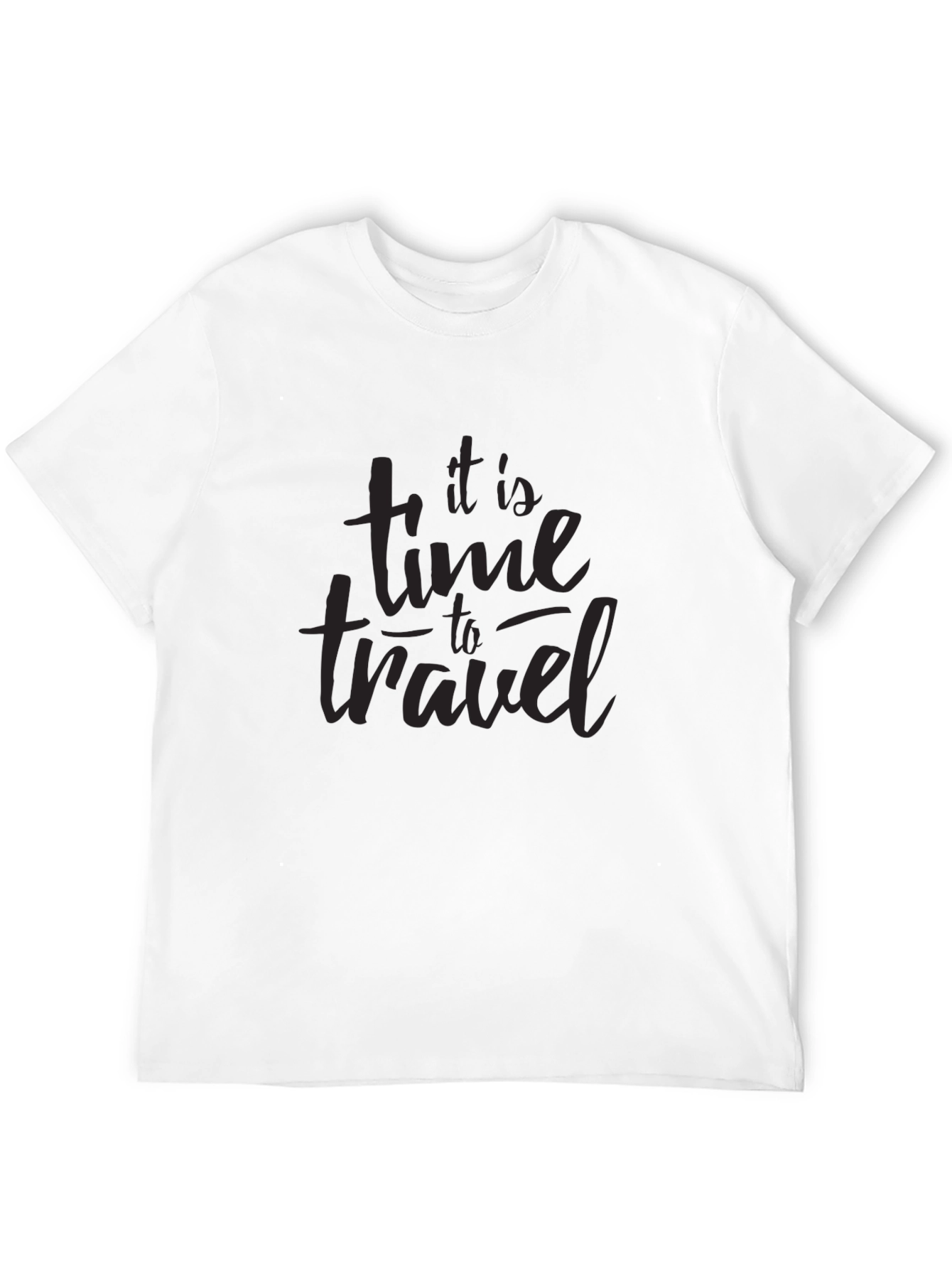 It Is Time To Travel Black Graphic T-Shirt