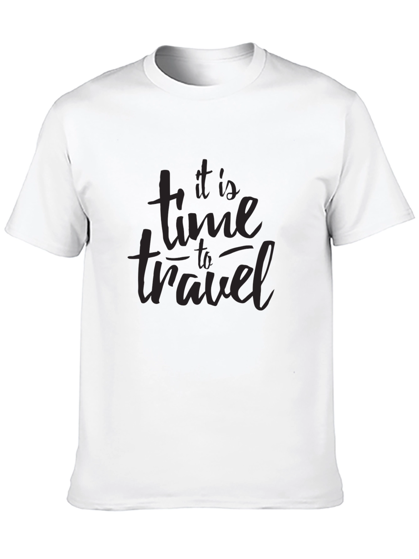 It Is Time To Travel Black Graphic T-Shirt