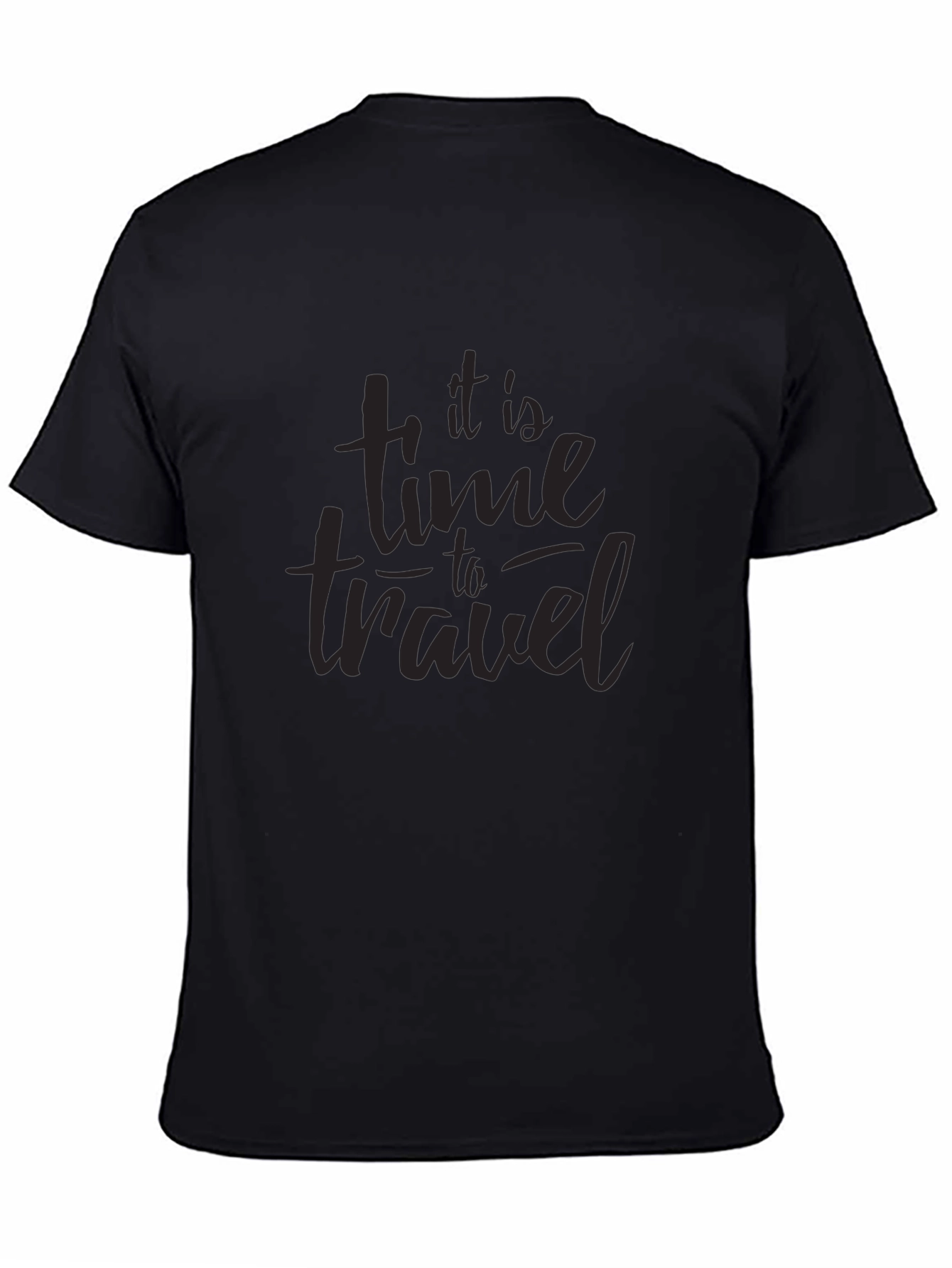 It Is Time To Travel Black Graphic T-Shirt