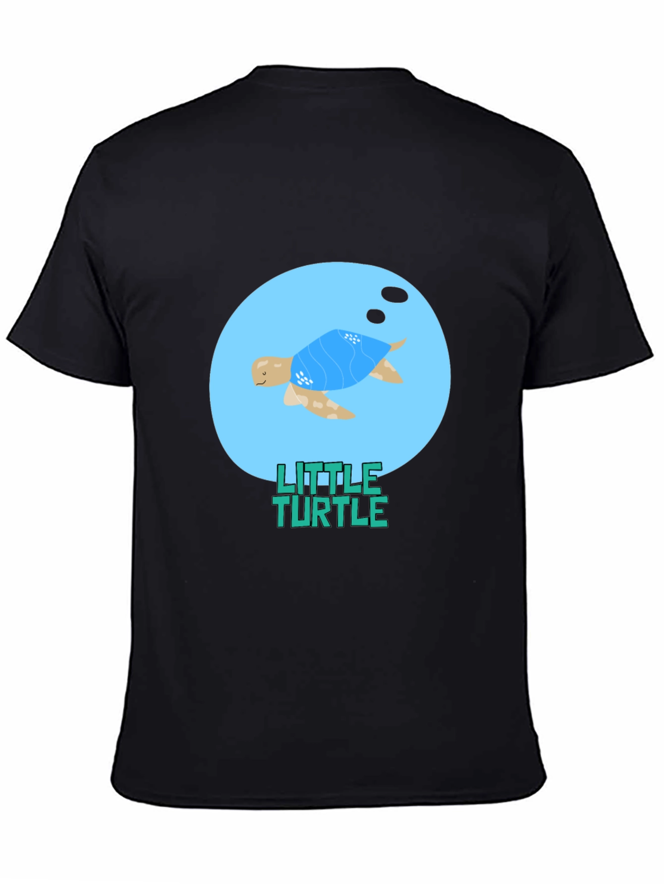 Cute Little Turtle Graphic Tee - Black Casual T-Shirt