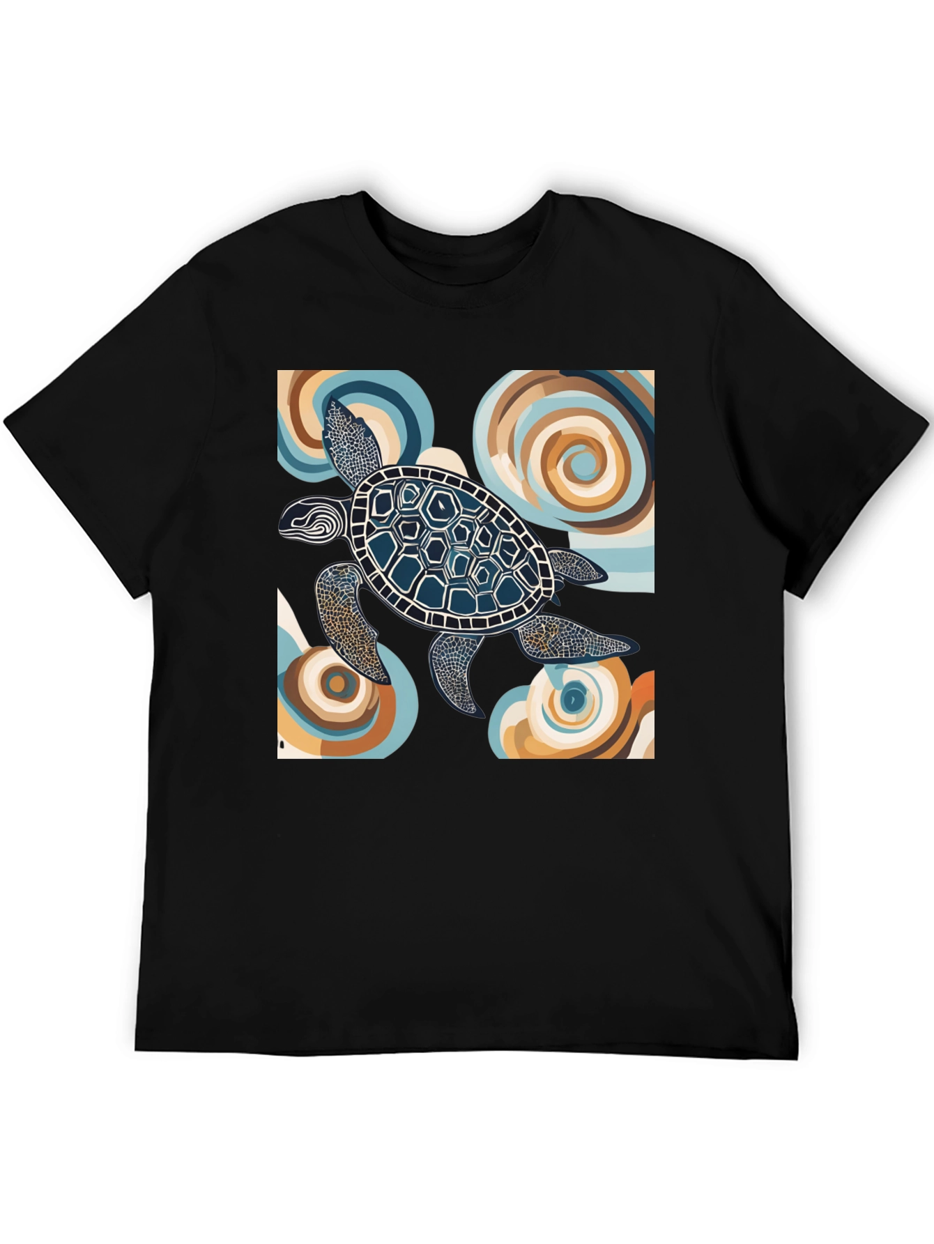 Abstract Turtle Graphic Tee - Black
