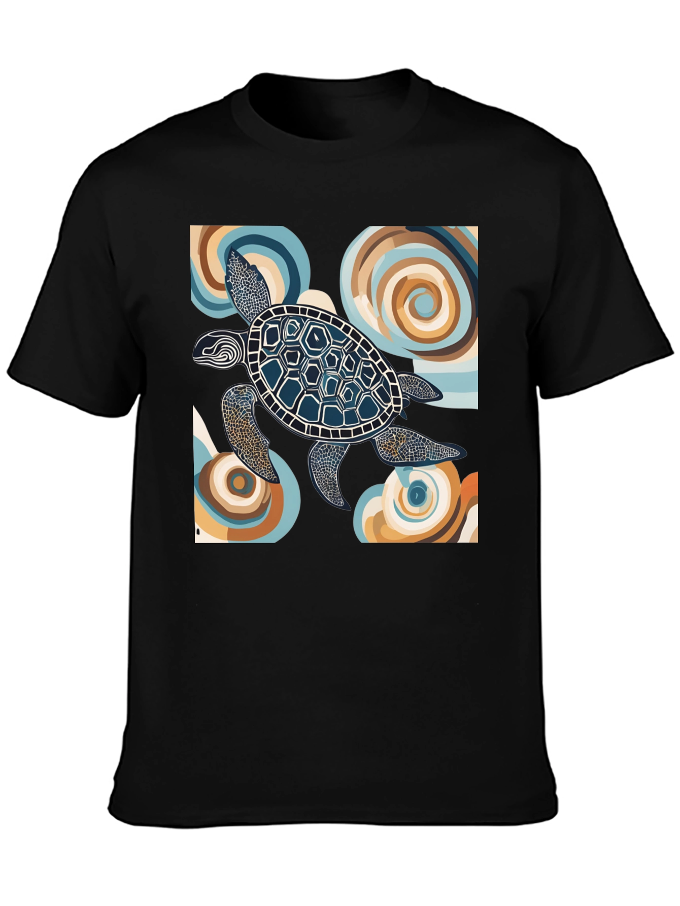 Abstract Turtle Graphic Tee - Black