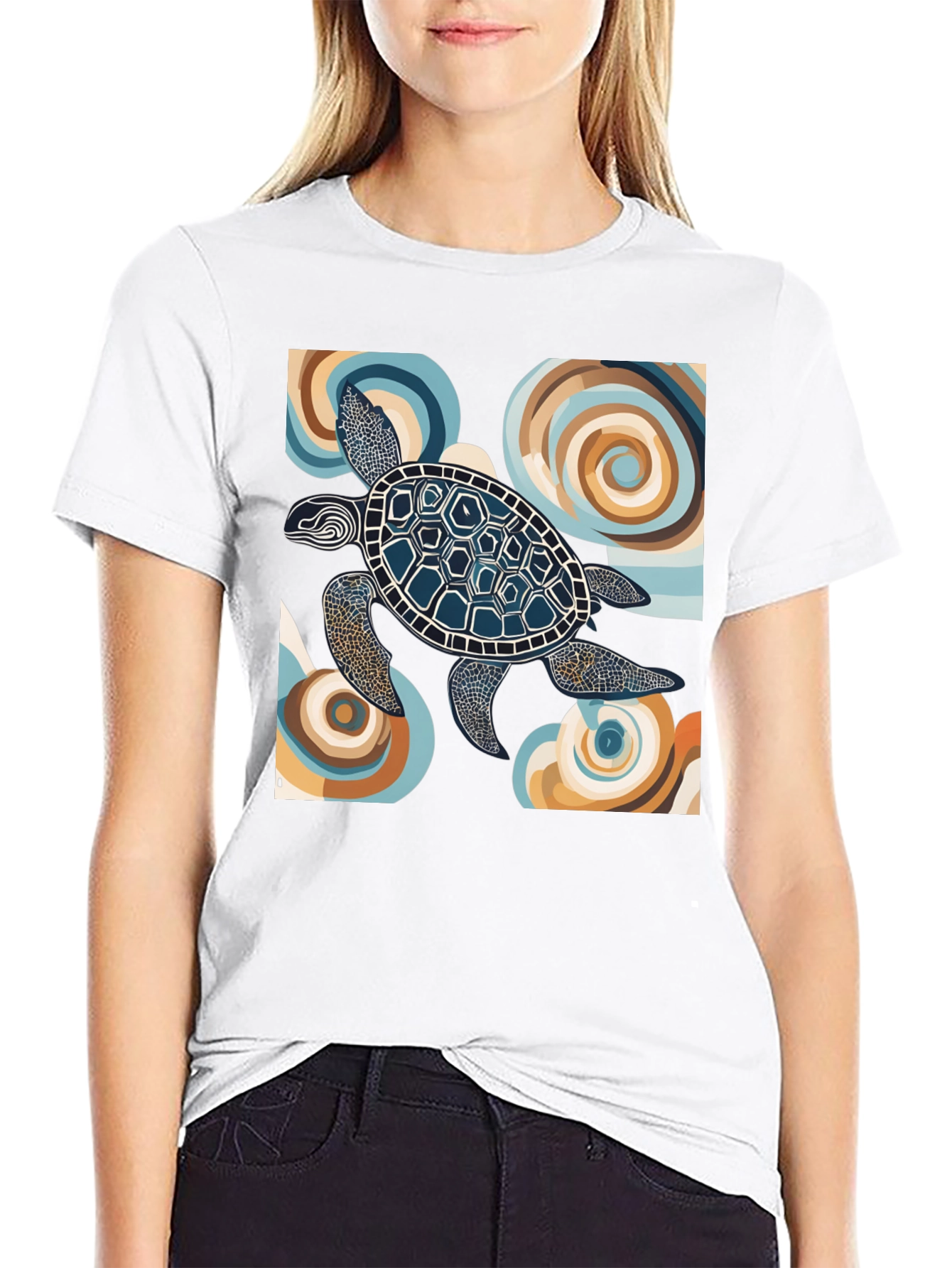 Abstract Turtle Graphic Tee - Black