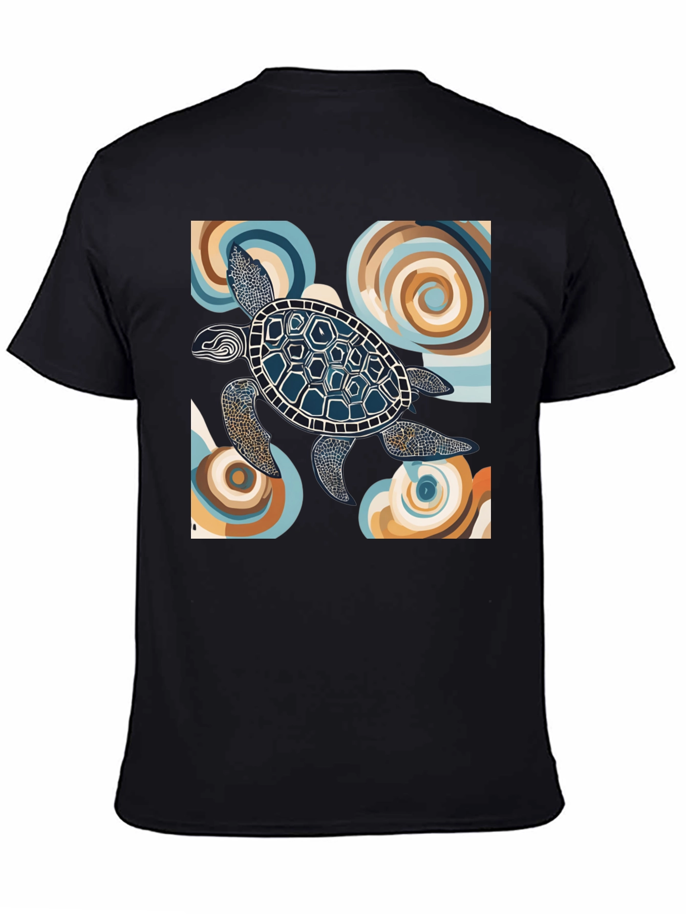 Abstract Turtle Graphic Tee - Black