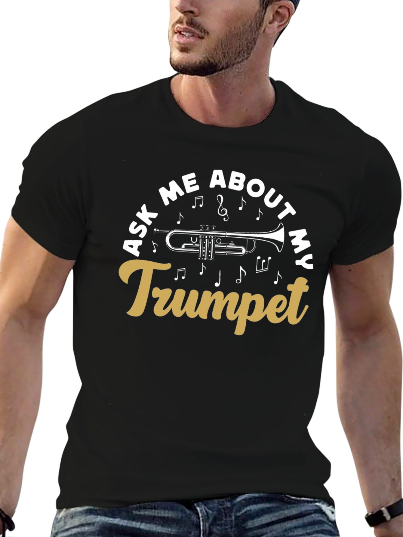 Ask Me About My Trumpet Black T-Shirt