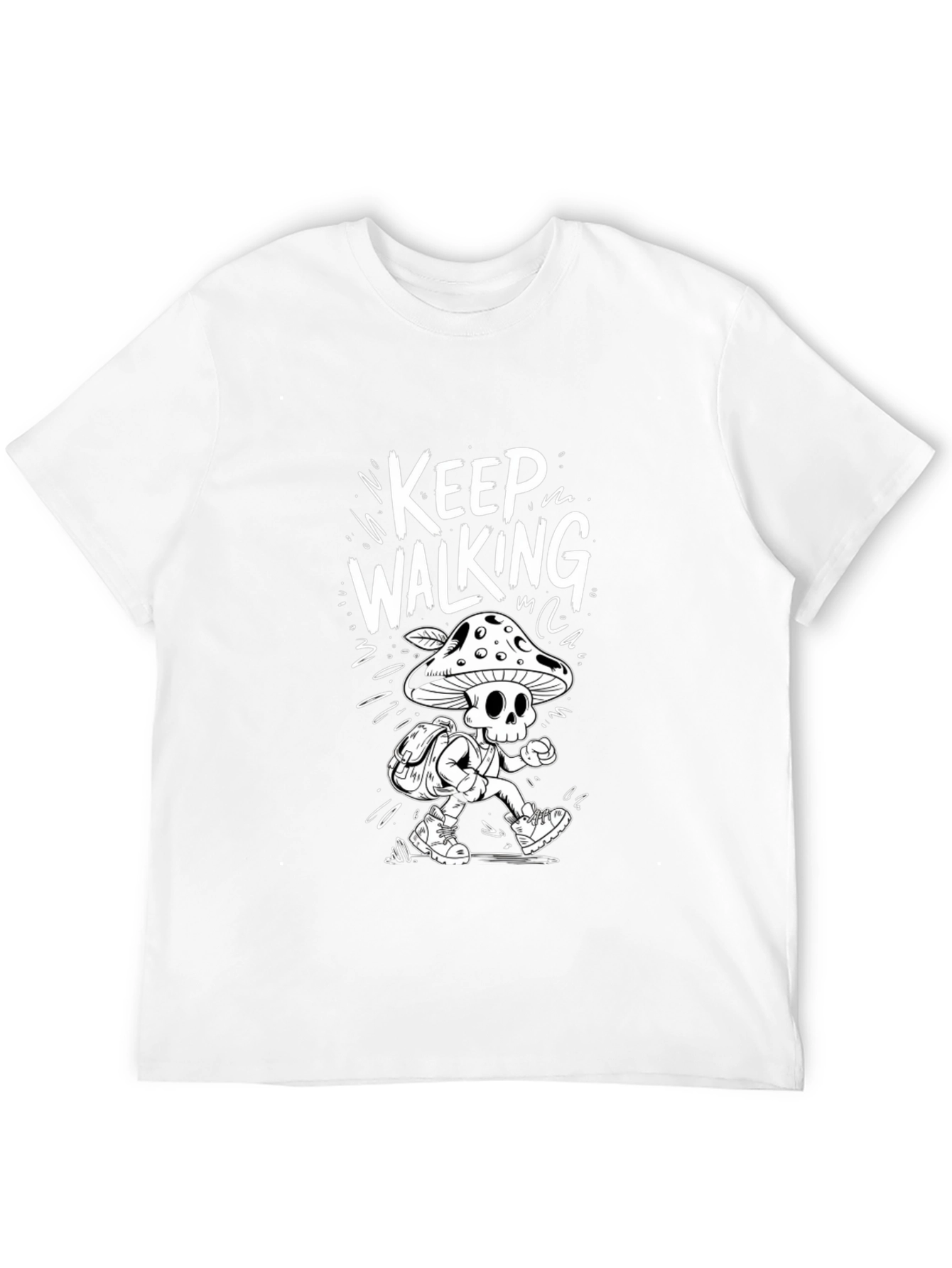 Keep Walking Mushroom Skull Graphic Tee - Black