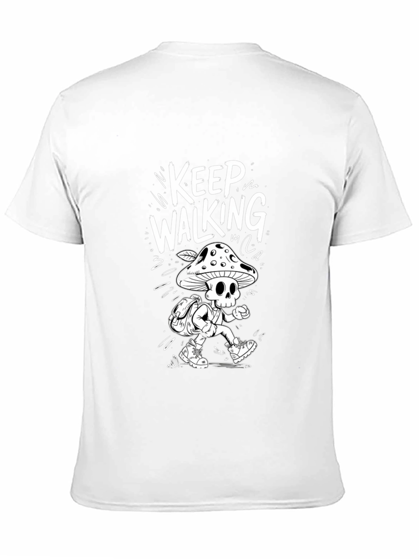 Keep Walking Mushroom Skull Graphic Tee - Black