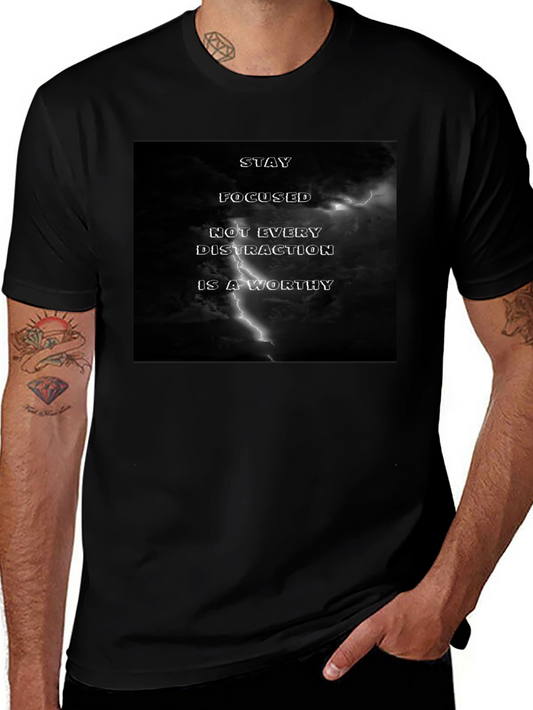Stay Focused Graphic Black T-Shirt