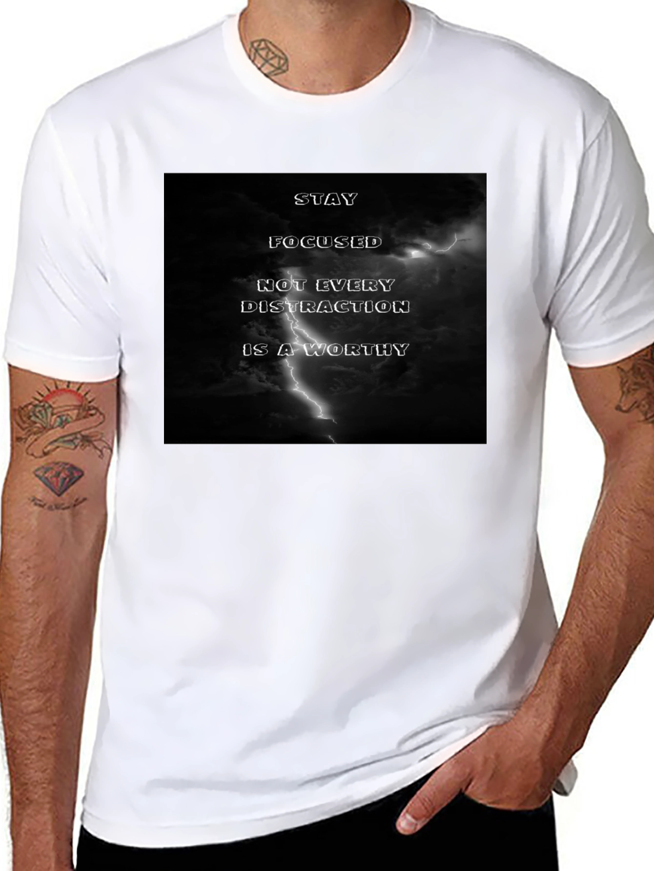 Stay Focused Graphic Black T-Shirt