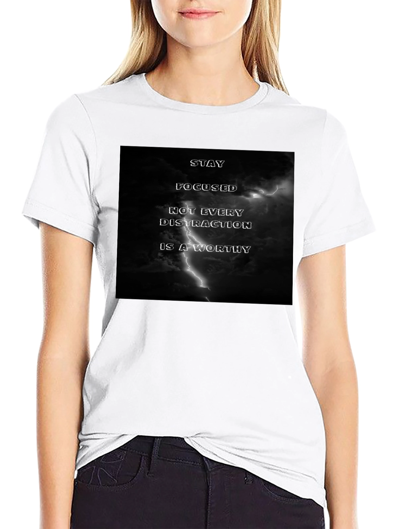 Stay Focused Graphic Black T-Shirt