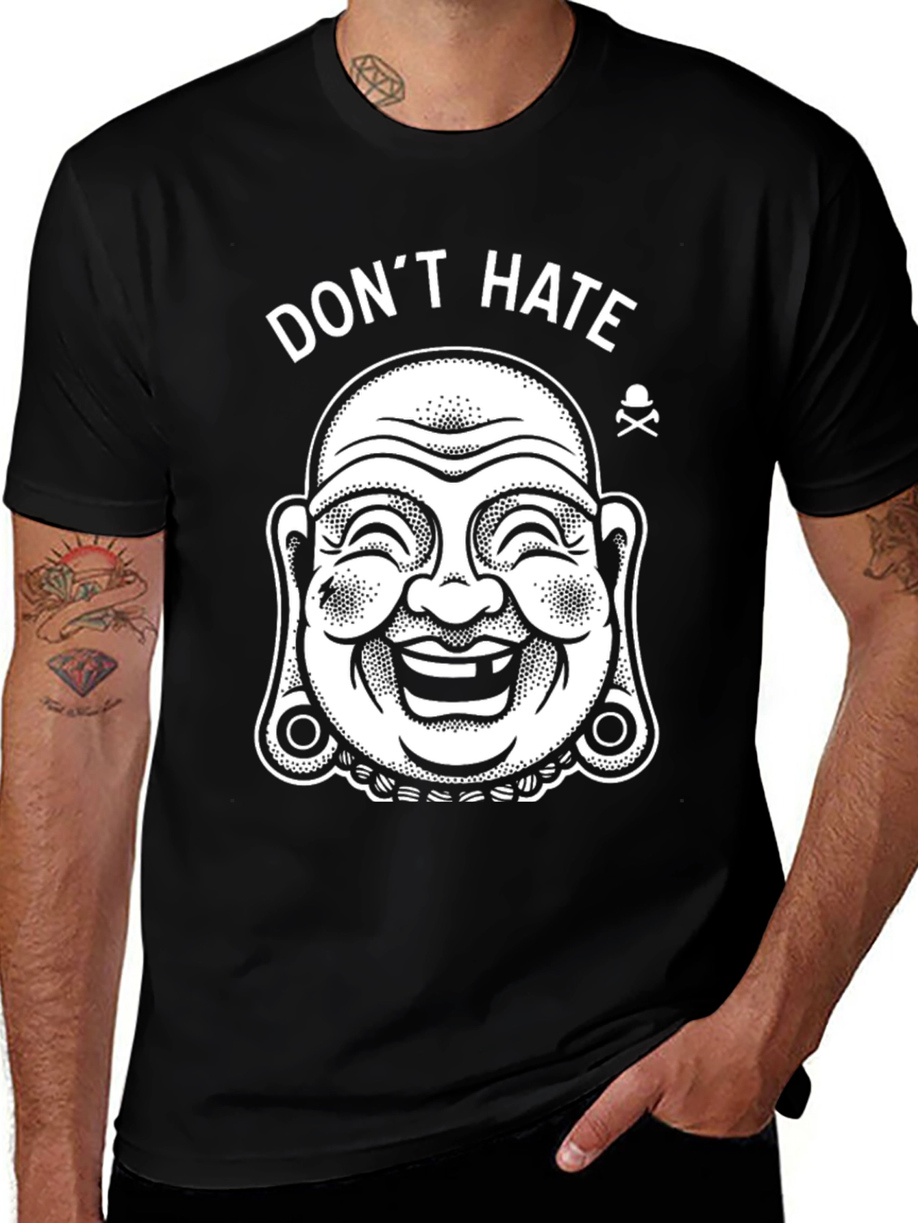 Dont Hate Buddha Graphic T-Shirt - Black