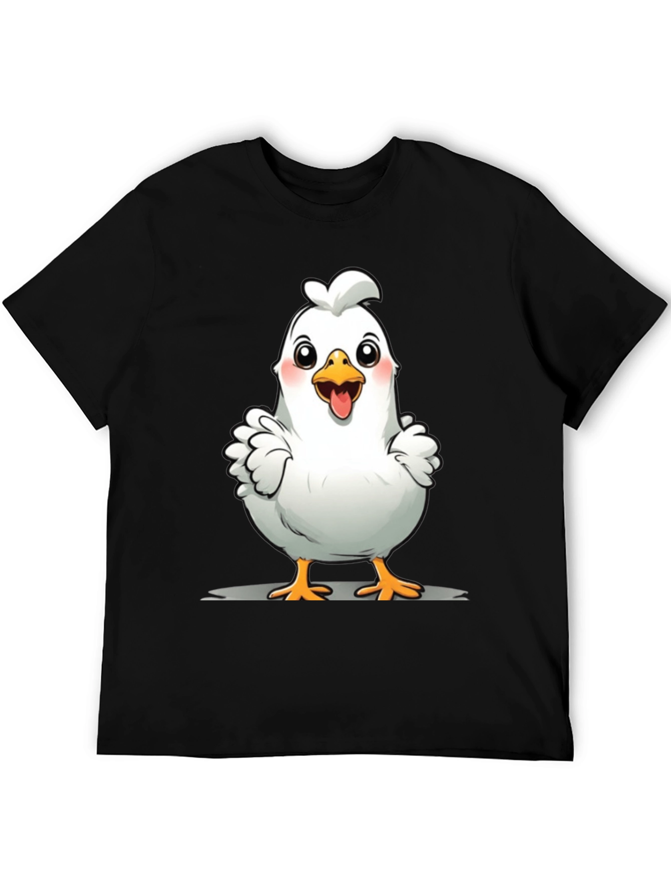 Cute Chicken Graphic Tee - Black Cotton T-Shirt