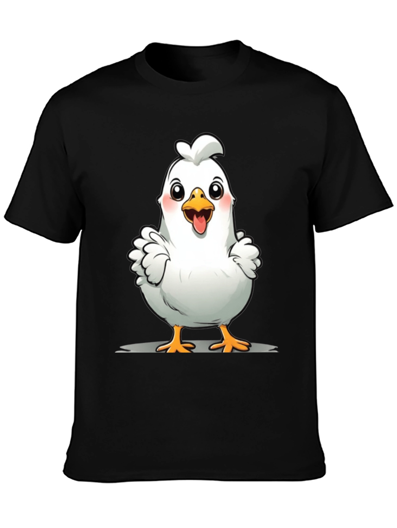 Cute Chicken Graphic Tee - Black Cotton T-Shirt