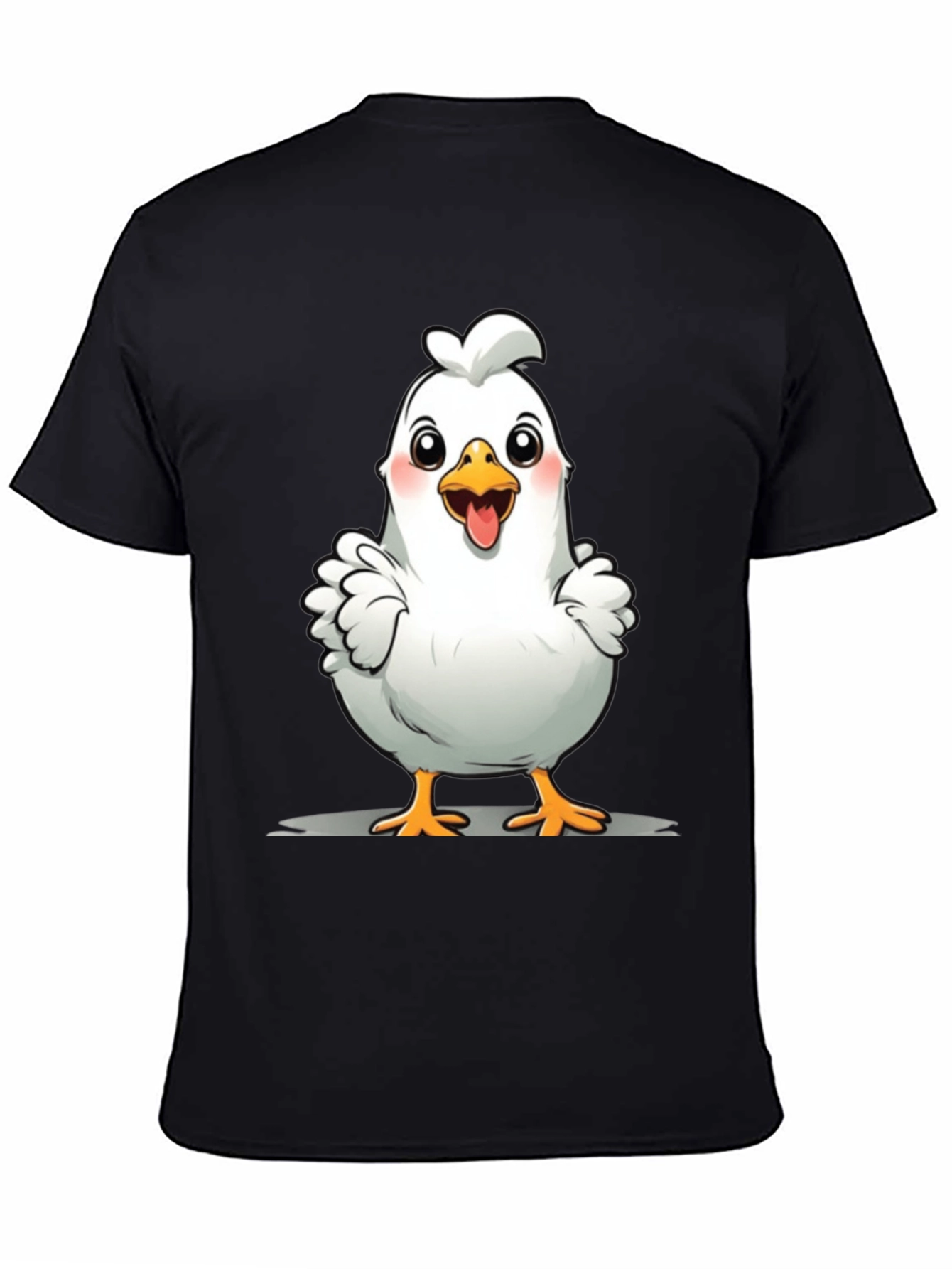 Cute Chicken Graphic Tee - Black Cotton T-Shirt