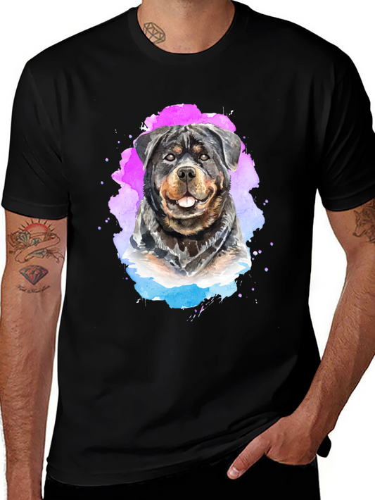 Rottweiler Watercolor Graphic Tee - Black