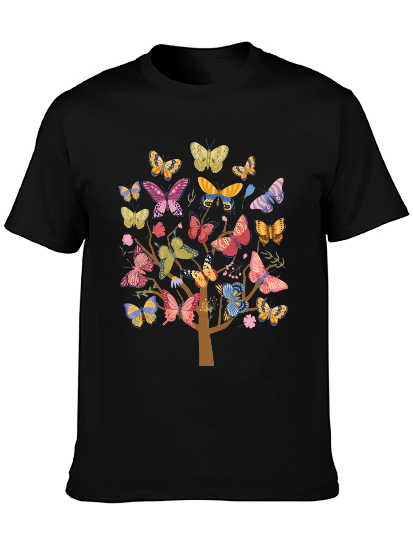 Butterfly Tree Graphic Tee - Black Cotton Blend