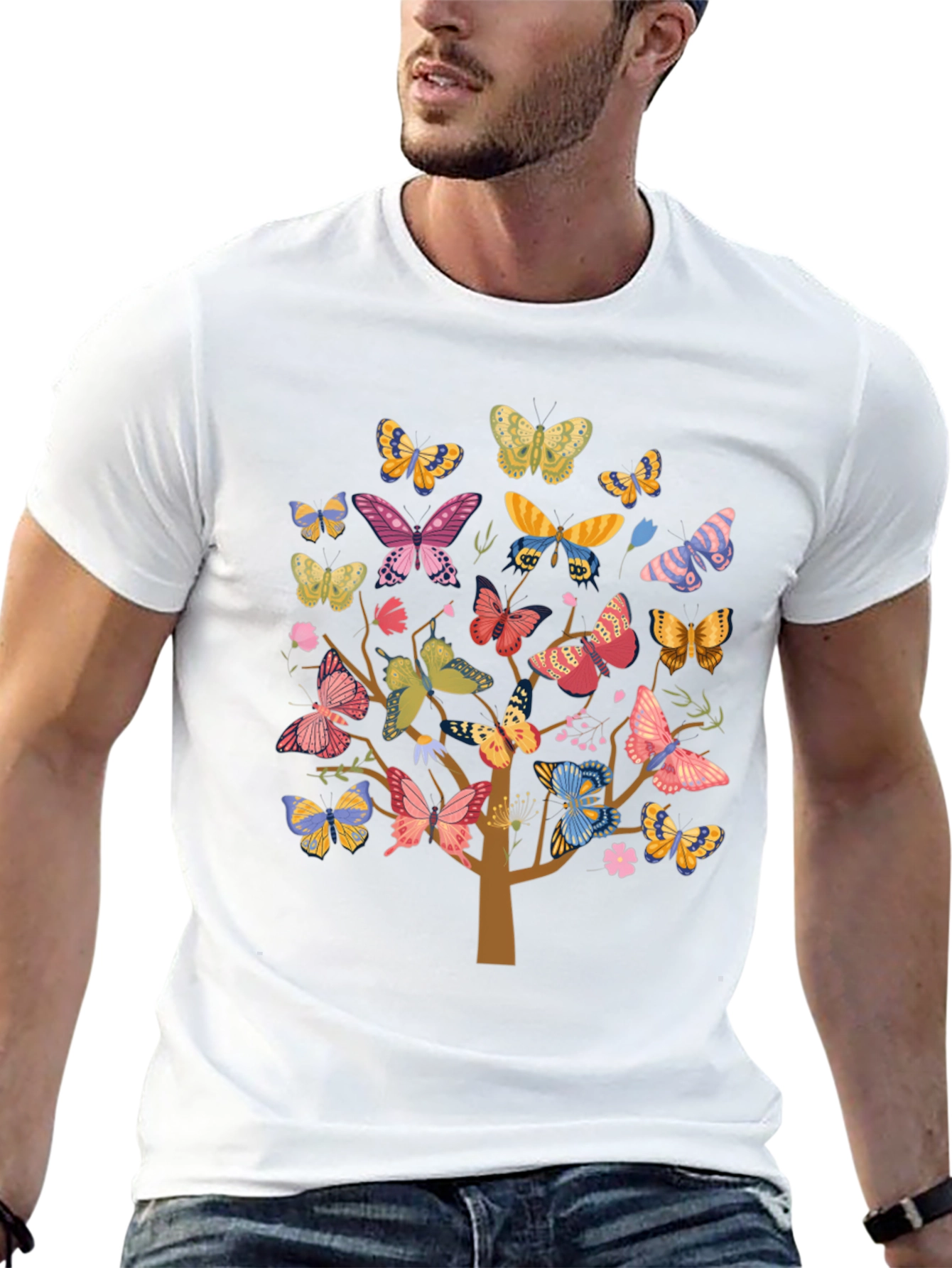 Butterfly Tree Graphic Tee - Black Cotton Blend