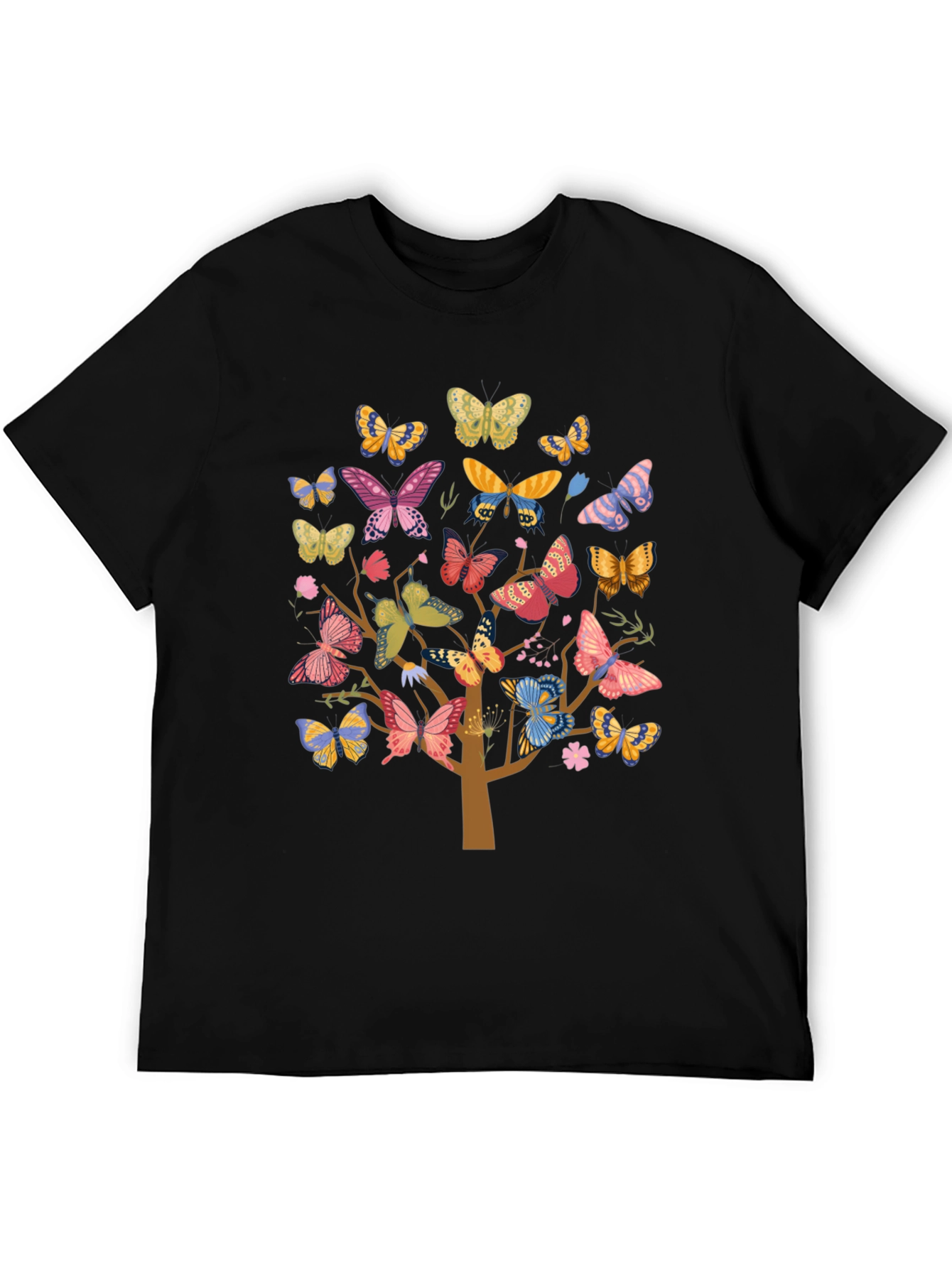 Butterfly Tree Graphic Tee - Black Cotton Blend