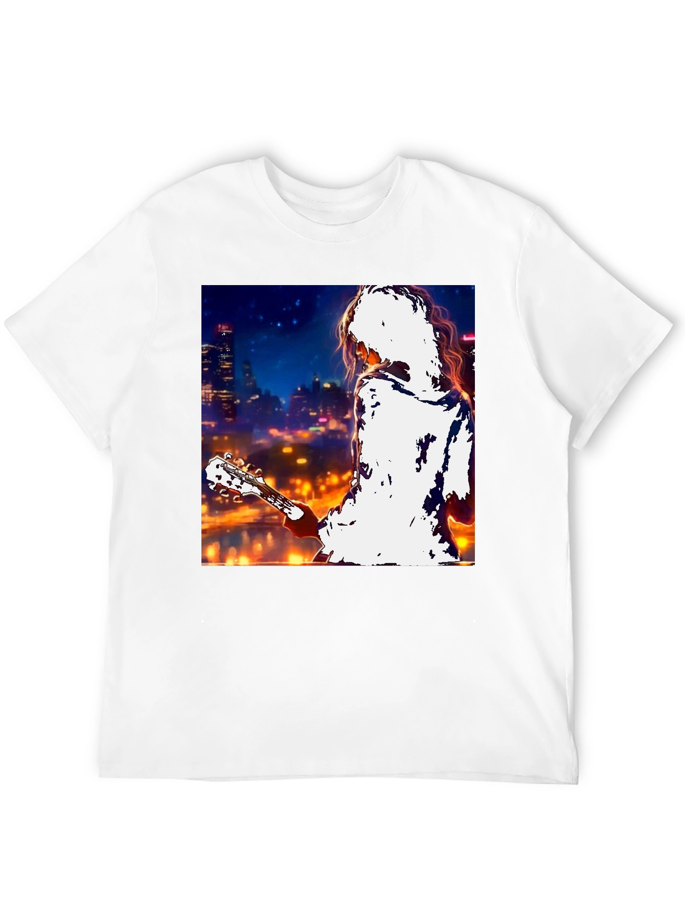 Guitarist Cityscape Graphic T-Shirt