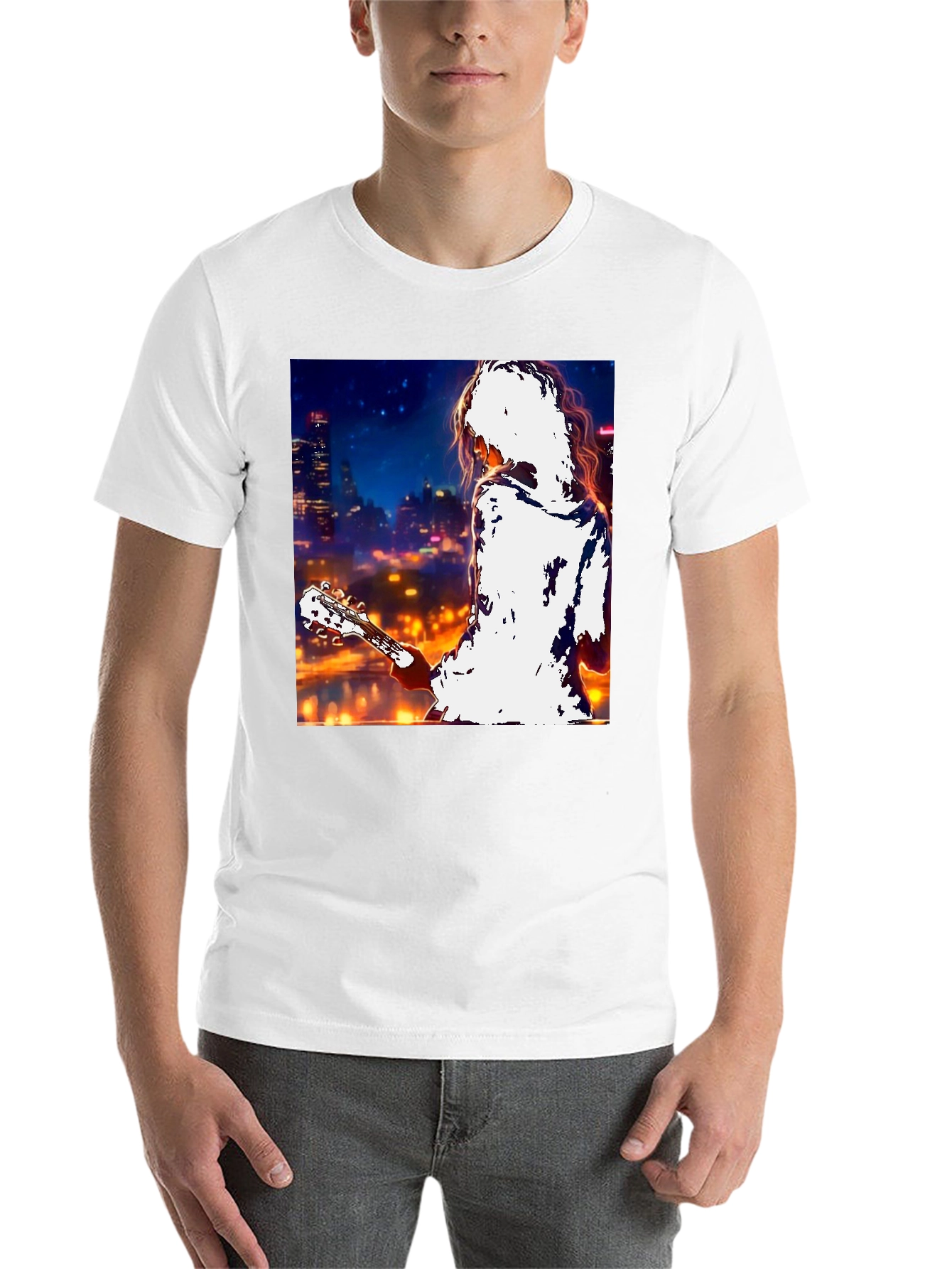 Guitarist Cityscape Graphic T-Shirt