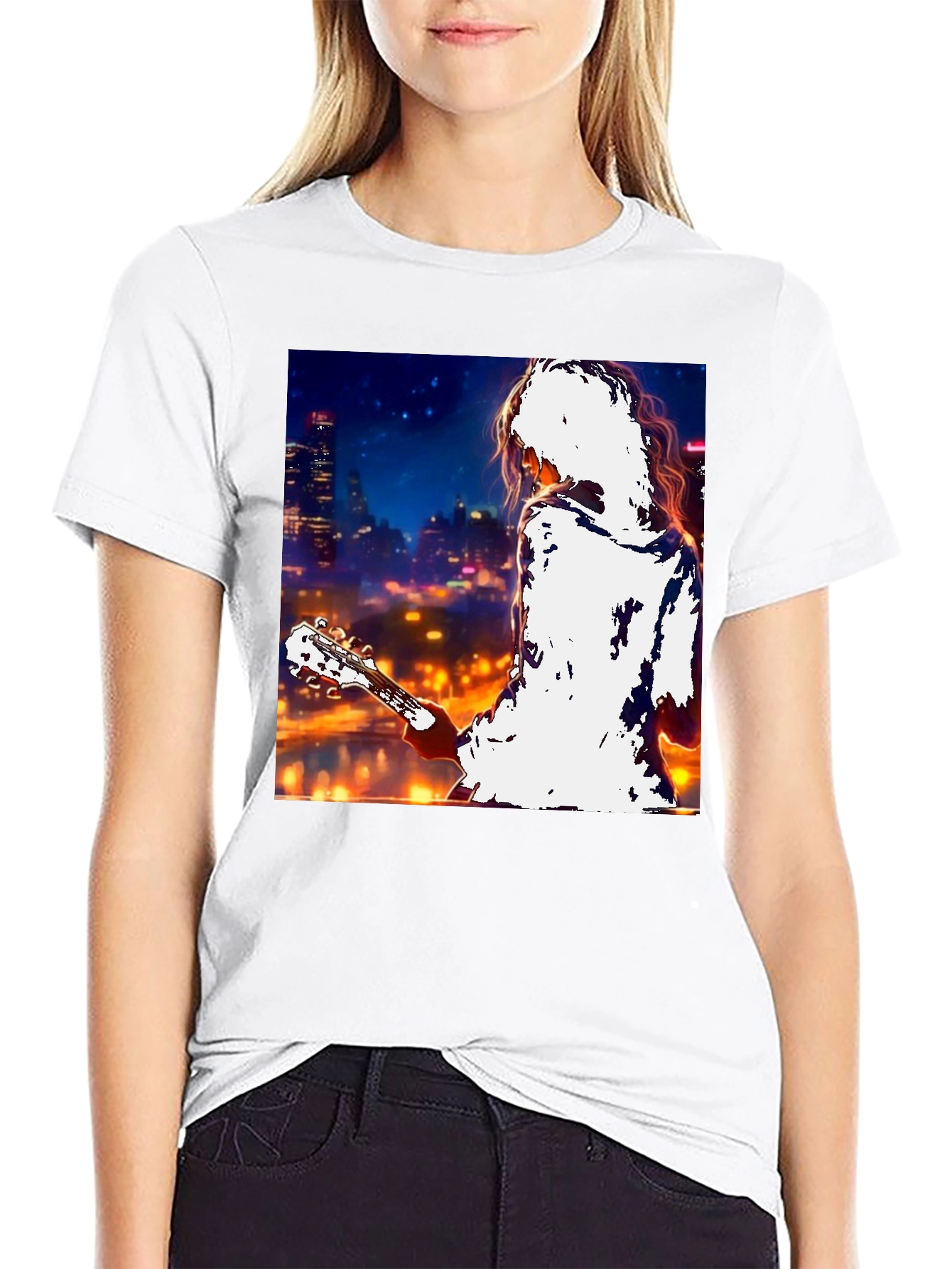 Guitarist Cityscape Graphic T-Shirt