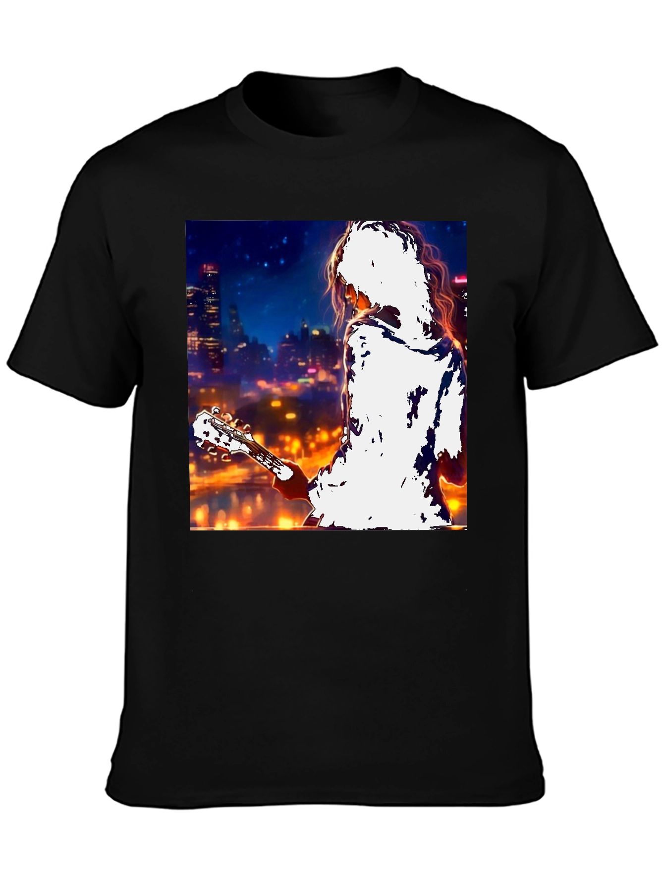 Guitarist Cityscape Graphic T-Shirt