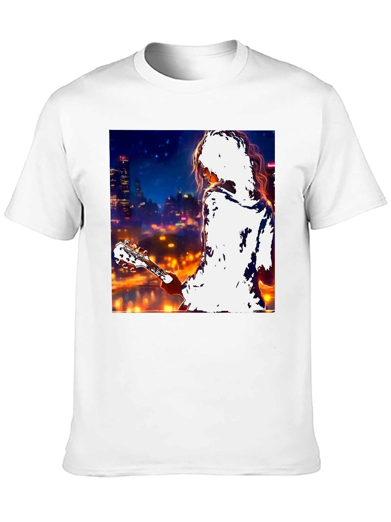 Guitarist Cityscape Graphic T-Shirt