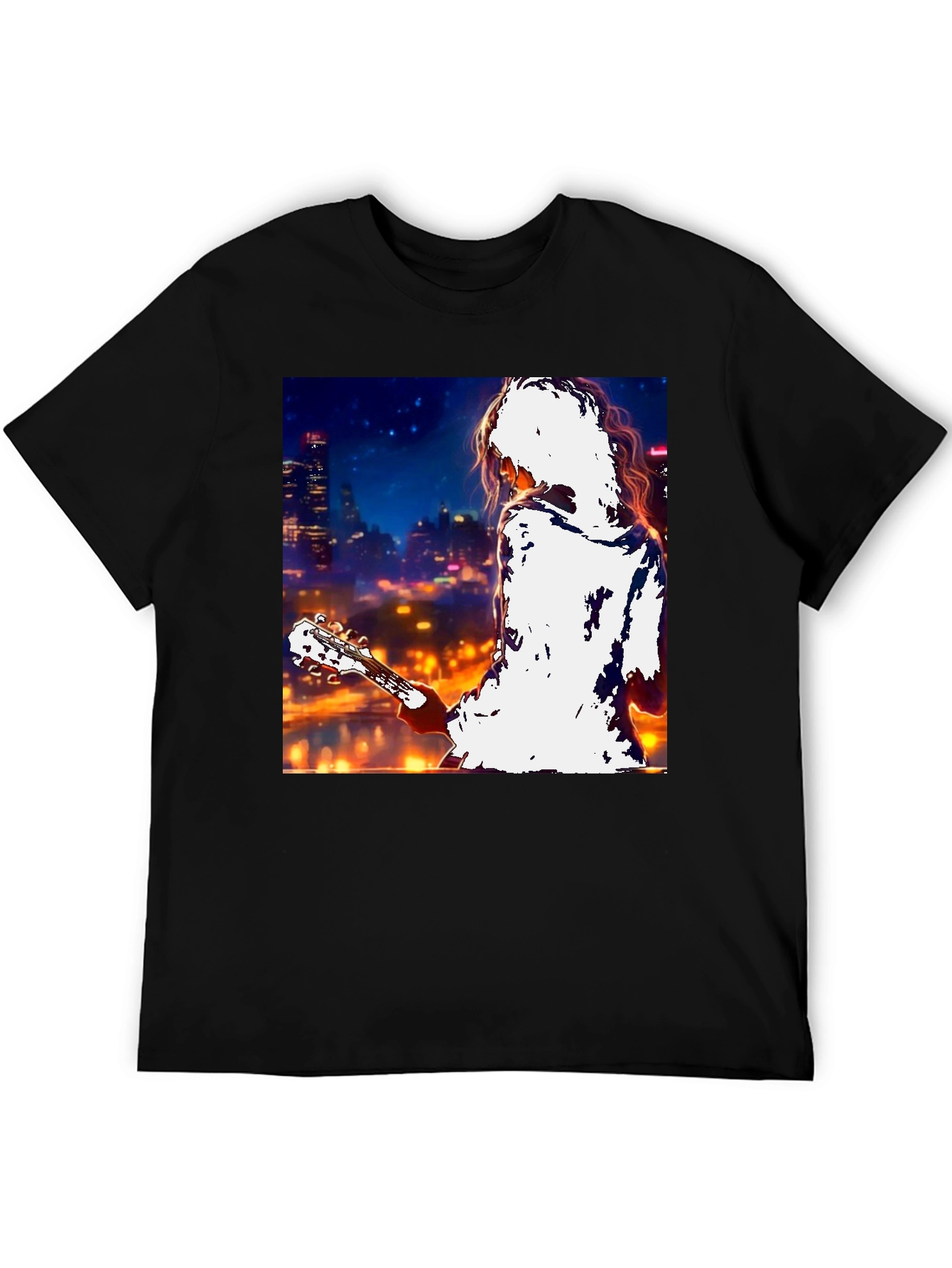 Guitarist Cityscape Graphic T-Shirt