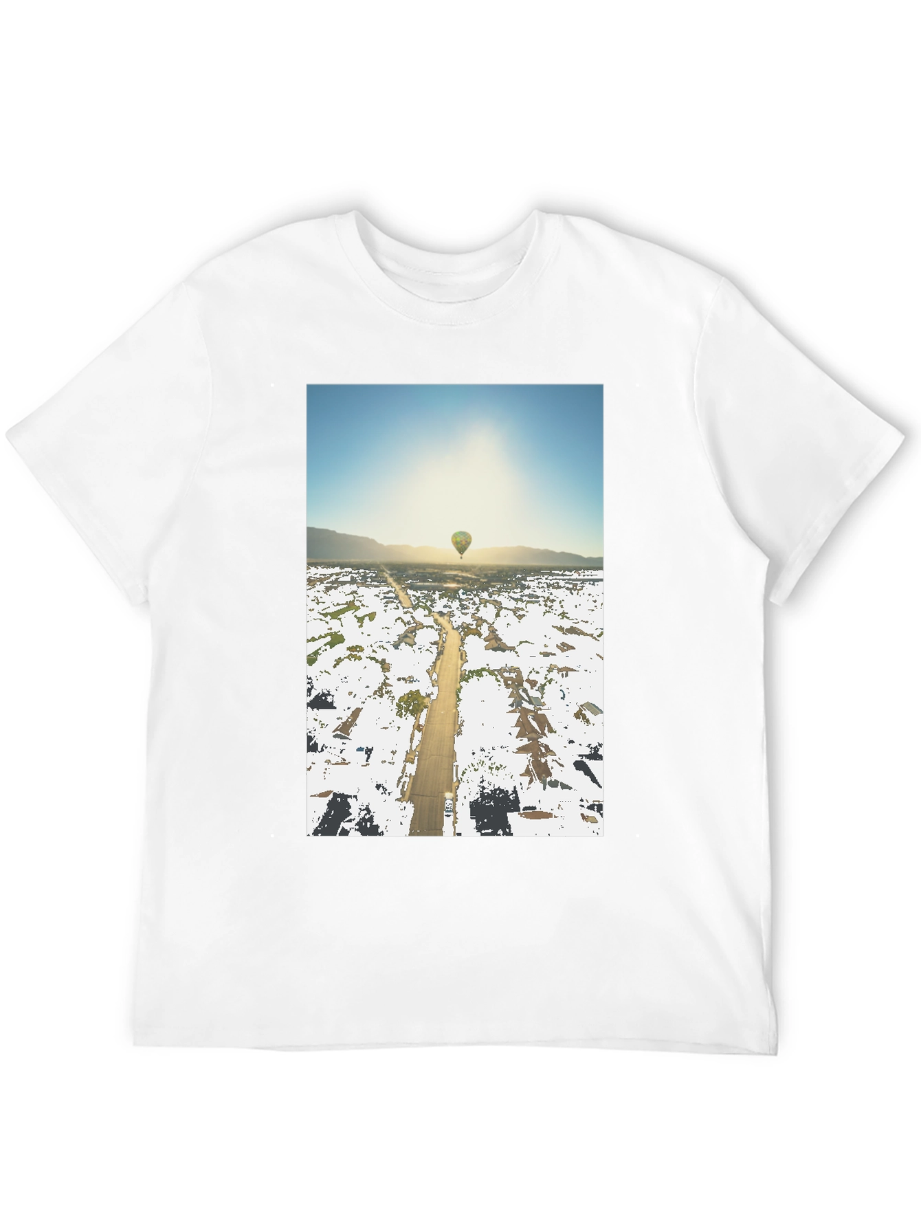 Hot Air Balloon T-Shirt Aerial View Graphic Tee