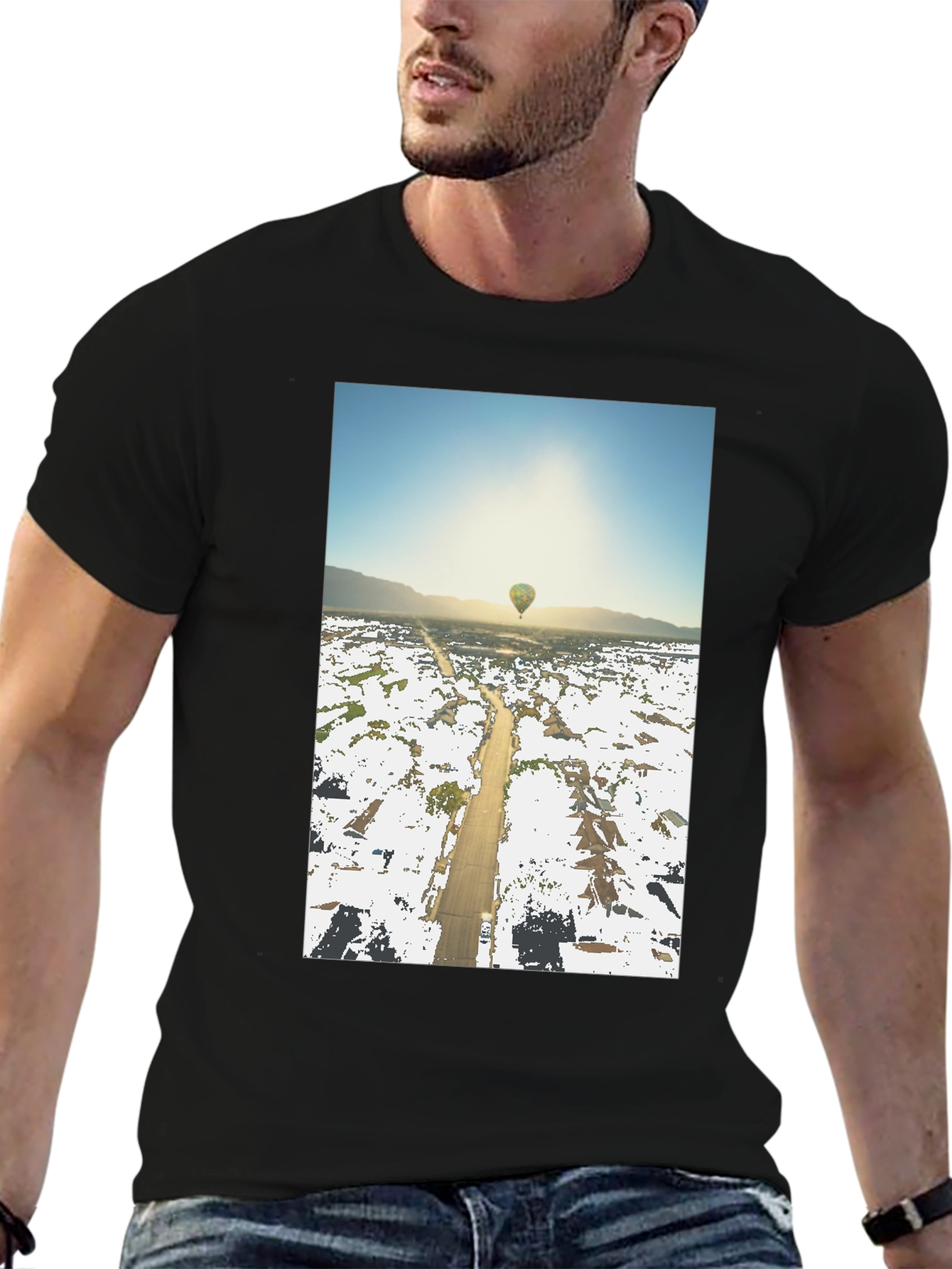 Hot Air Balloon T-Shirt Aerial View Graphic Tee