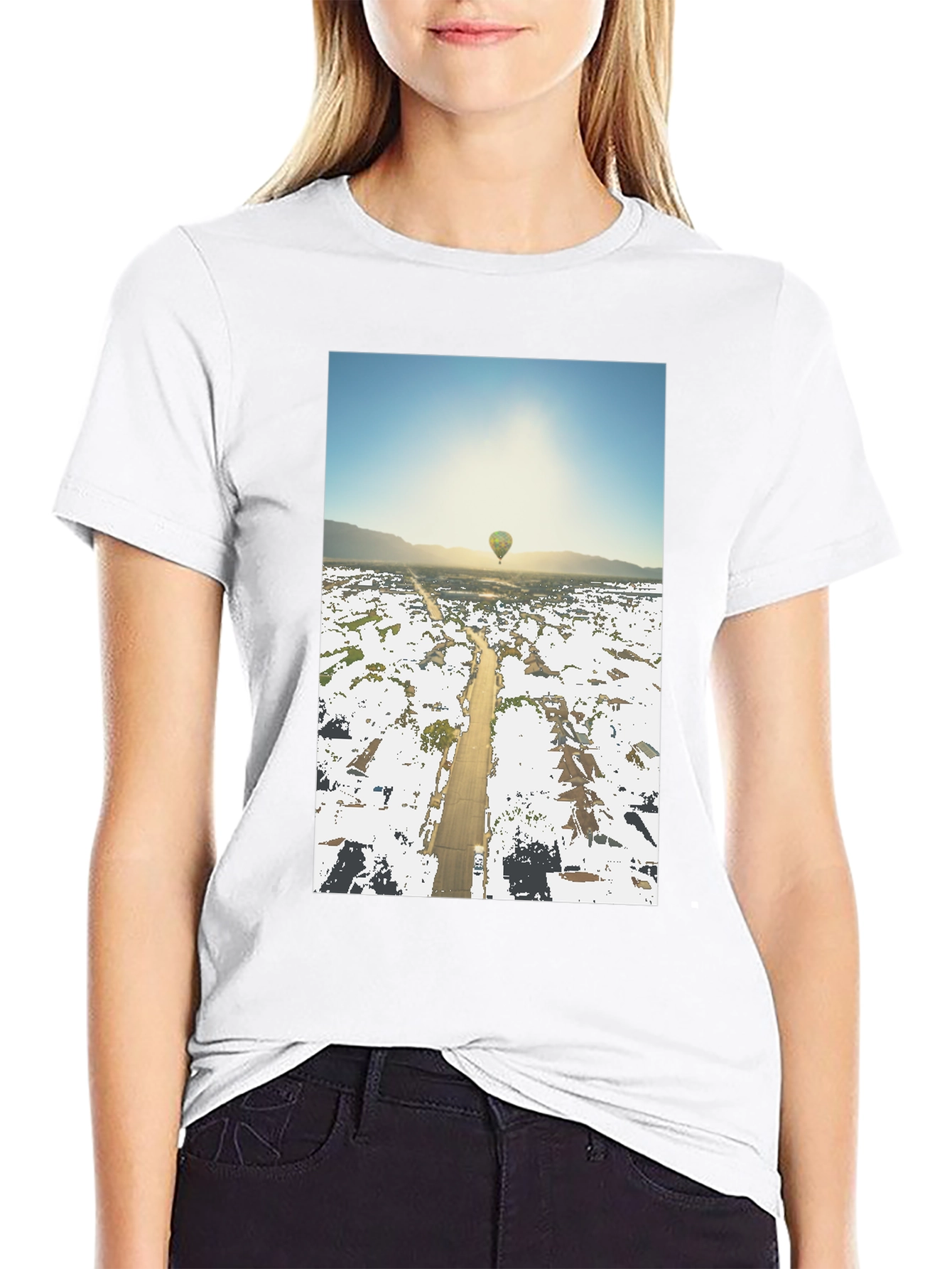 Hot Air Balloon T-Shirt Aerial View Graphic Tee