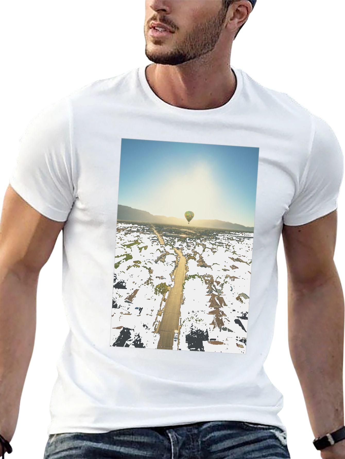 Hot Air Balloon T-Shirt Aerial View Graphic Tee