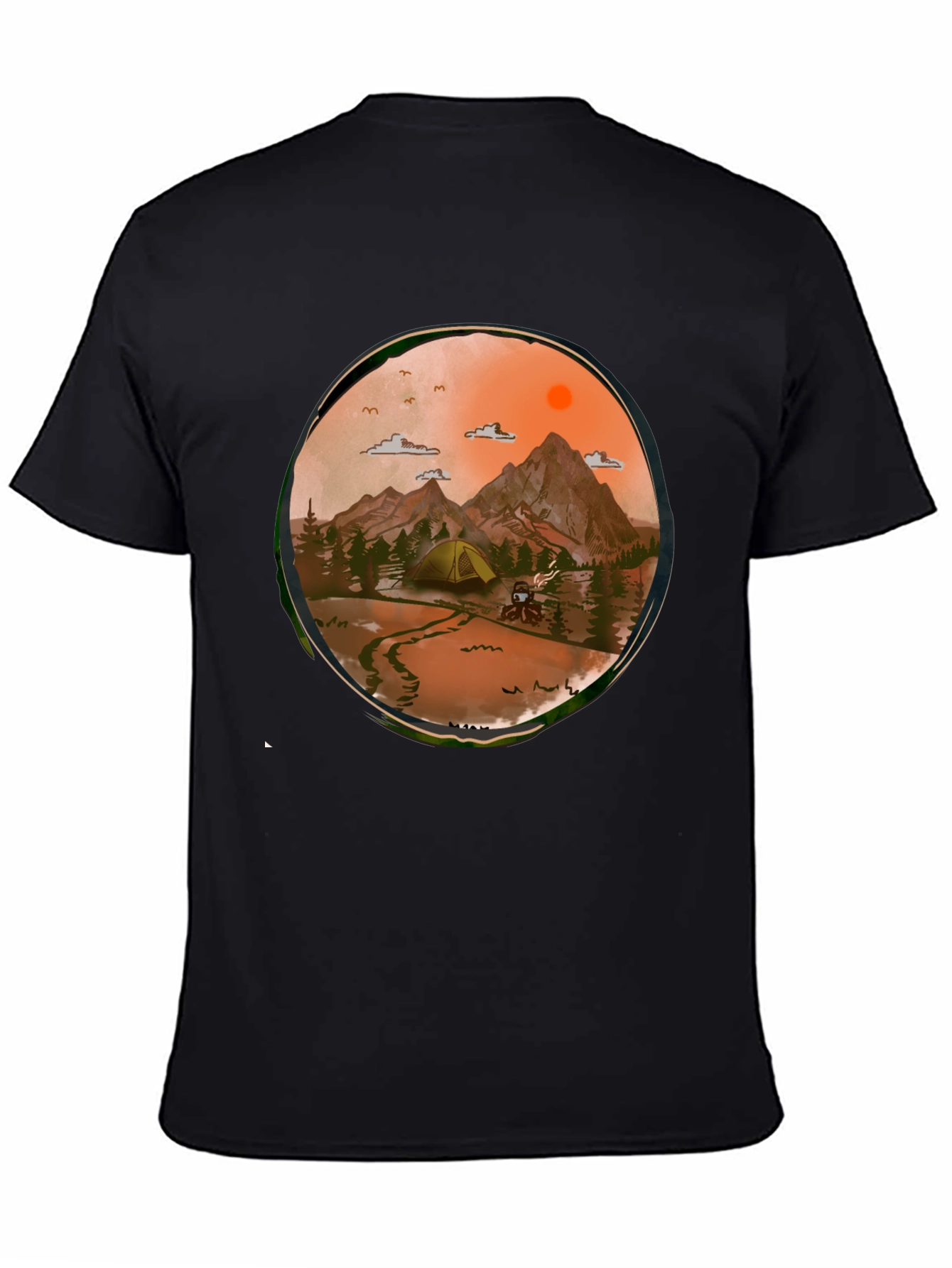 Adventure Awaits Graphic Tee - Camping Scene T-Shirt