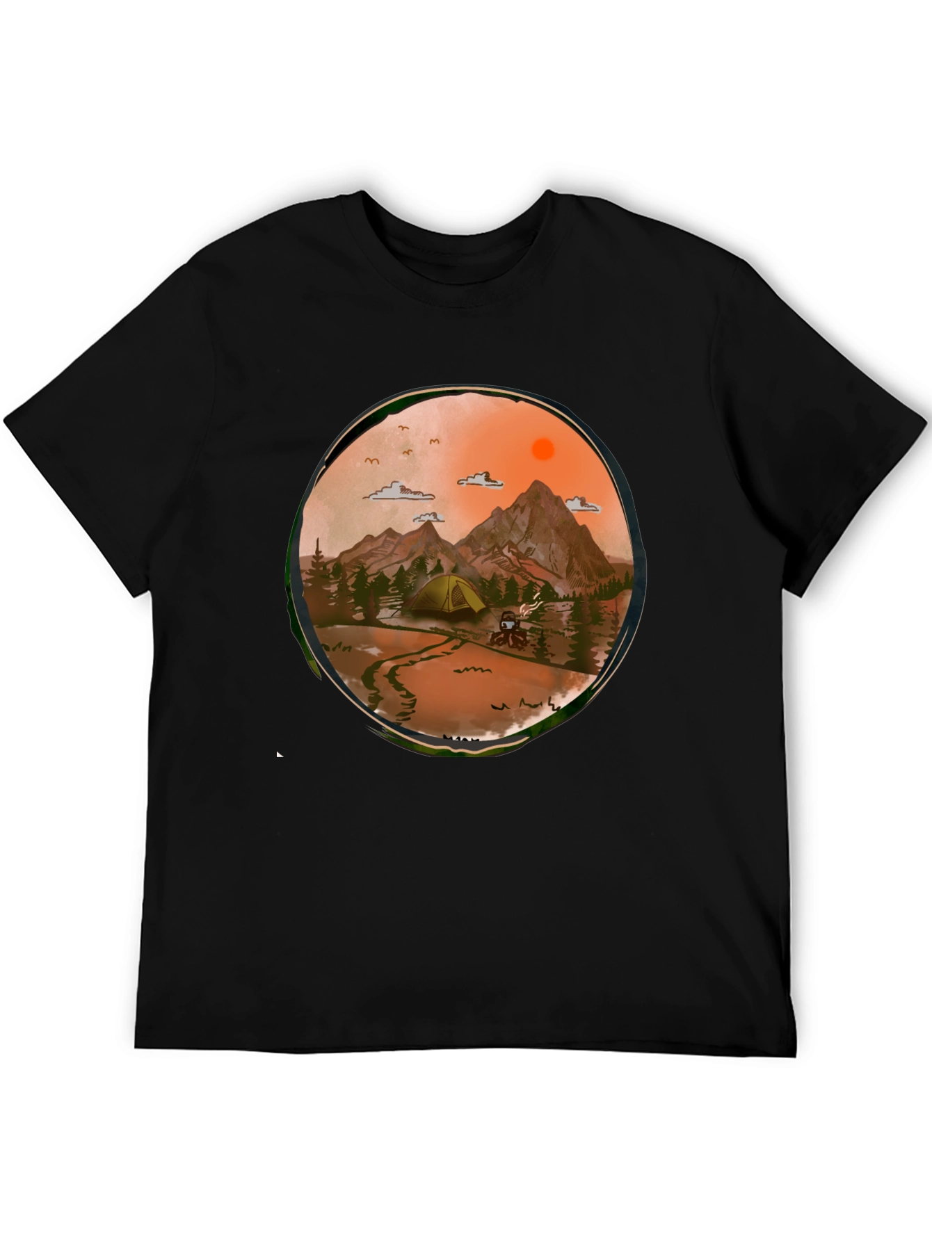 Adventure Awaits Graphic Tee - Camping Scene T-Shirt