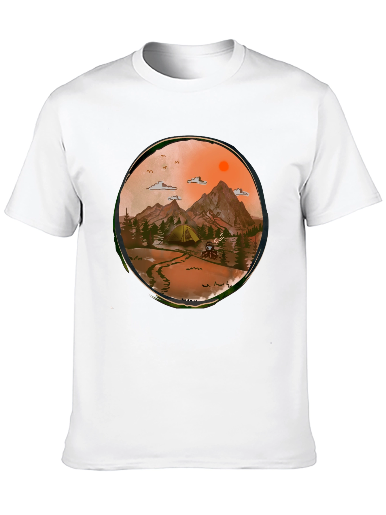 Adventure Awaits Graphic Tee - Camping Scene T-Shirt