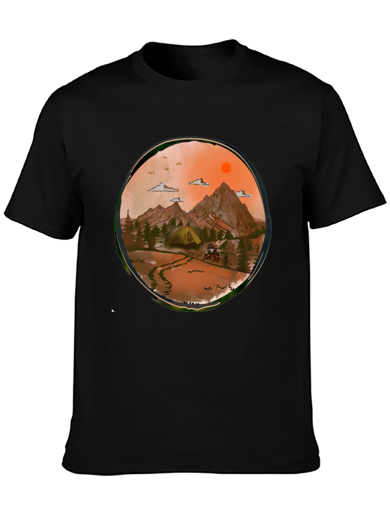 Adventure Awaits Graphic Tee - Camping Scene T-Shirt